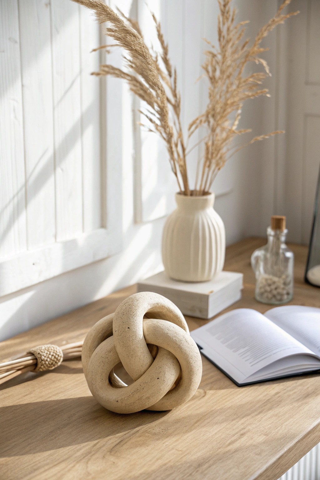 Elevate your desk with a chic, handcrafted clay knot paperweight.