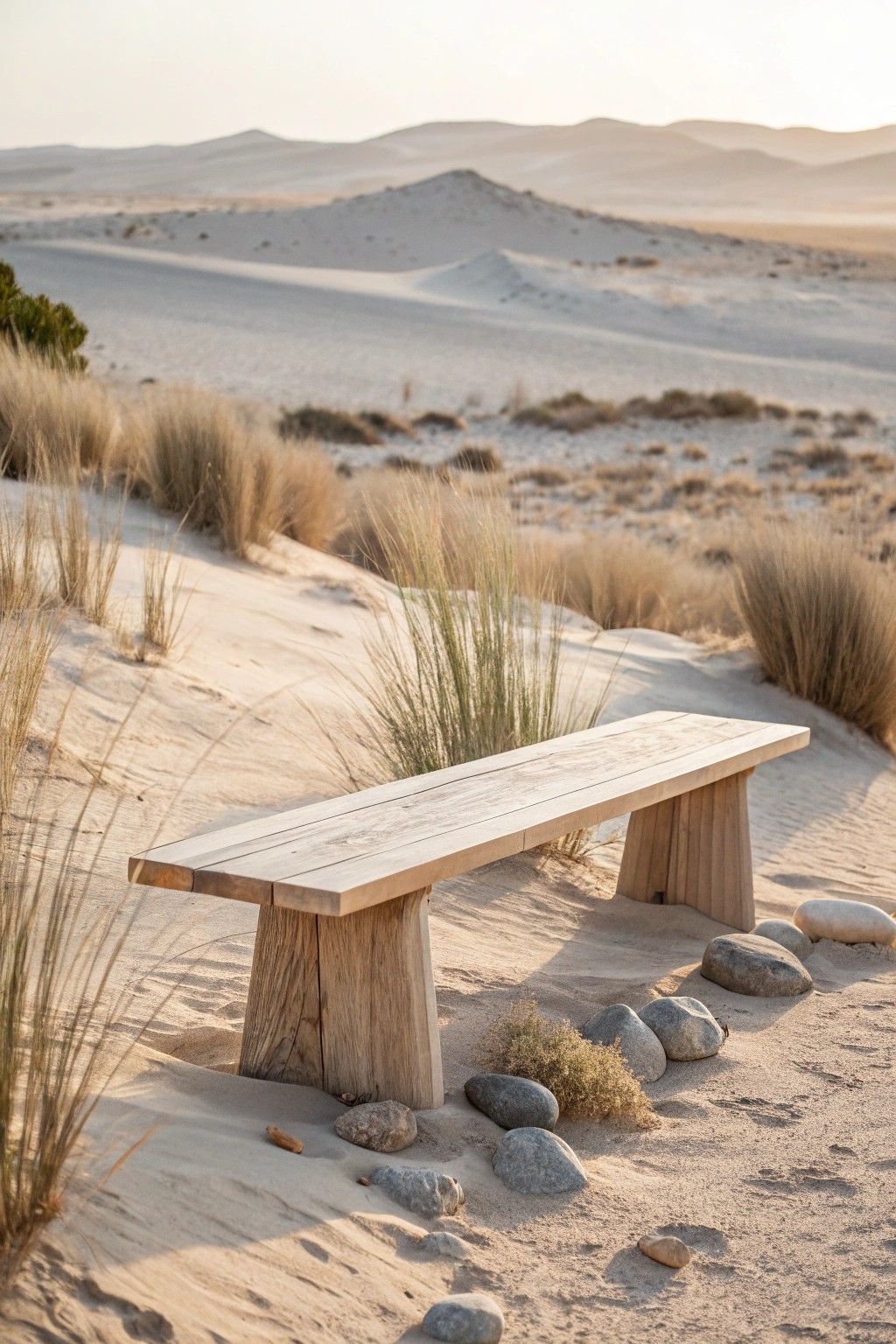 Embrace desert calm with minimalist, handcrafted outdoor seating.