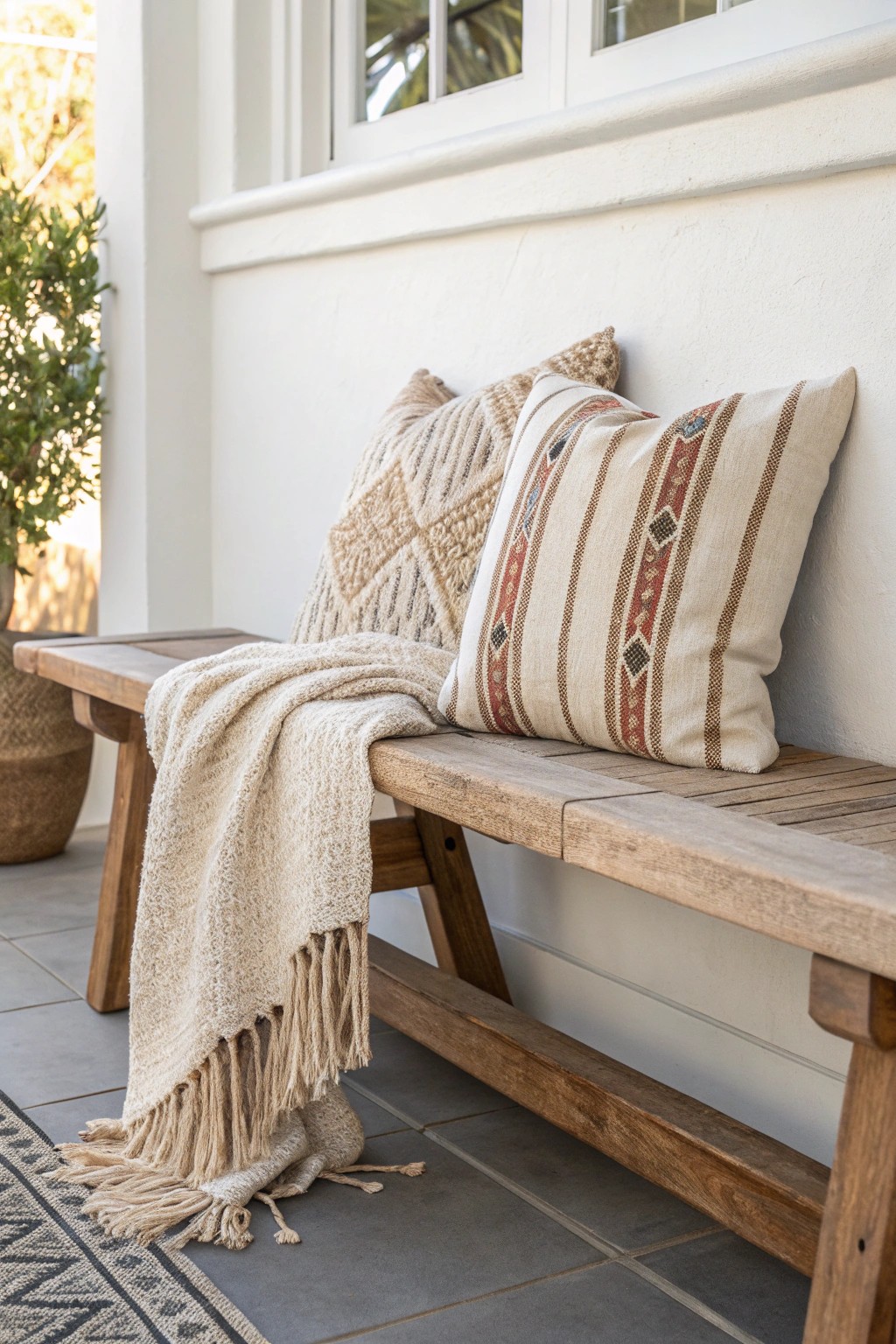 Welcome home: Layered textures for a cozy, inviting entryway.