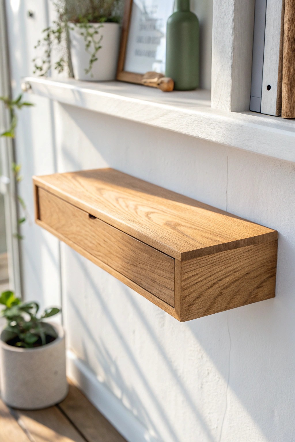 Discover the magic of hidden storage with beautifully crafted floating shelves.