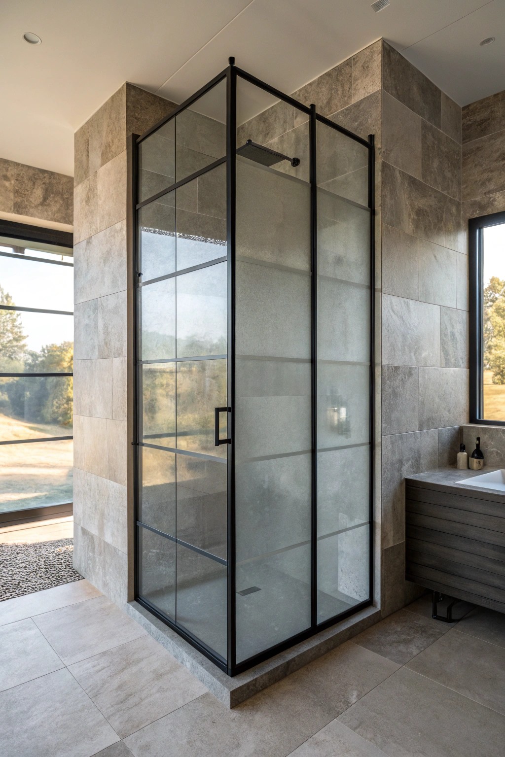 Elevate your bathroom with the mysterious allure of smoky glass.