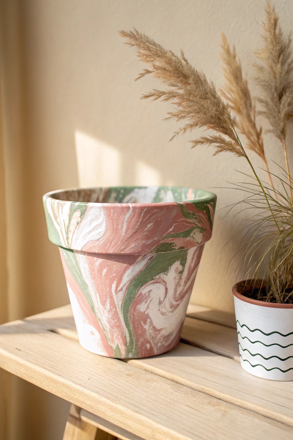 Modern abstract swirls bring a unique, handcrafted charm to your space.