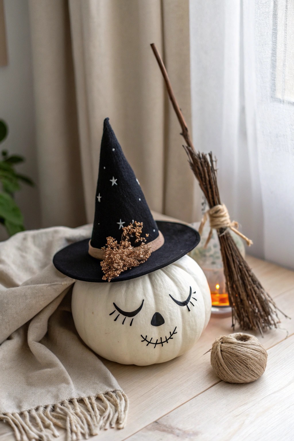 Charming Witch’s Hat Pumpkin: Scandinavian minimalism meets Halloween magic.