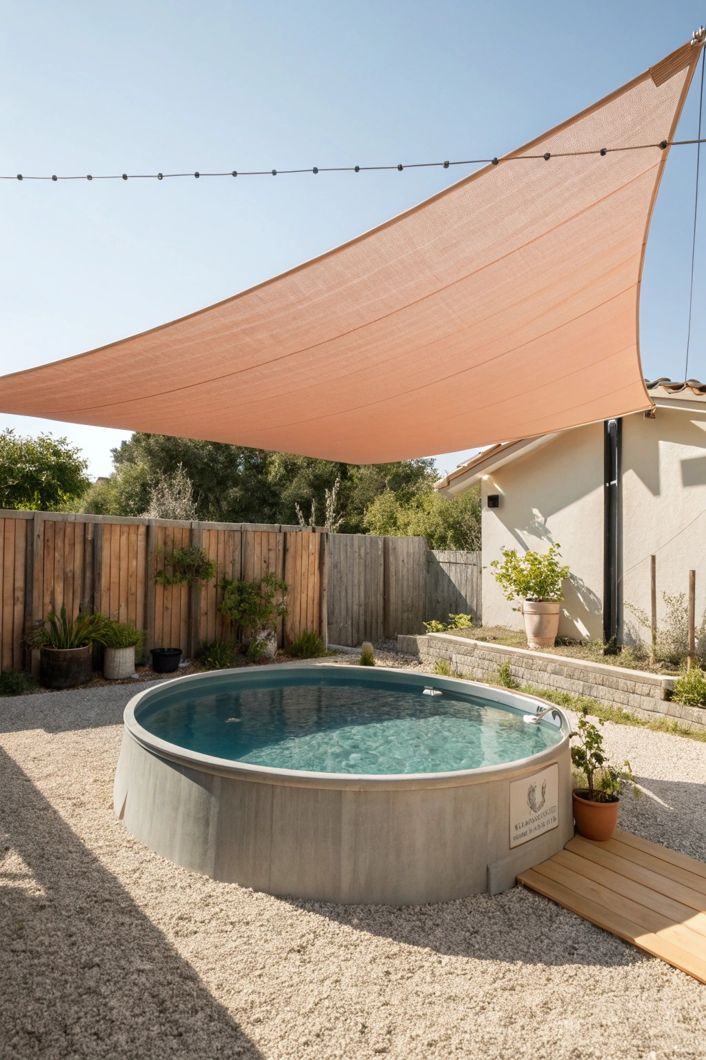 Bold shade, beautiful simplicity—make your stock tank pool pop with a sun sail.