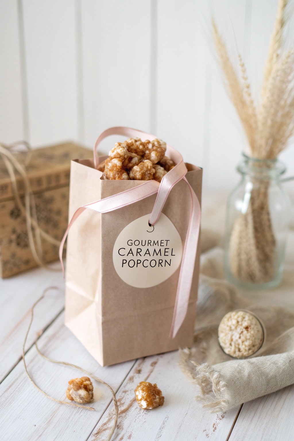 Chic gourmet popcorn bags—crafted with love for your special day.