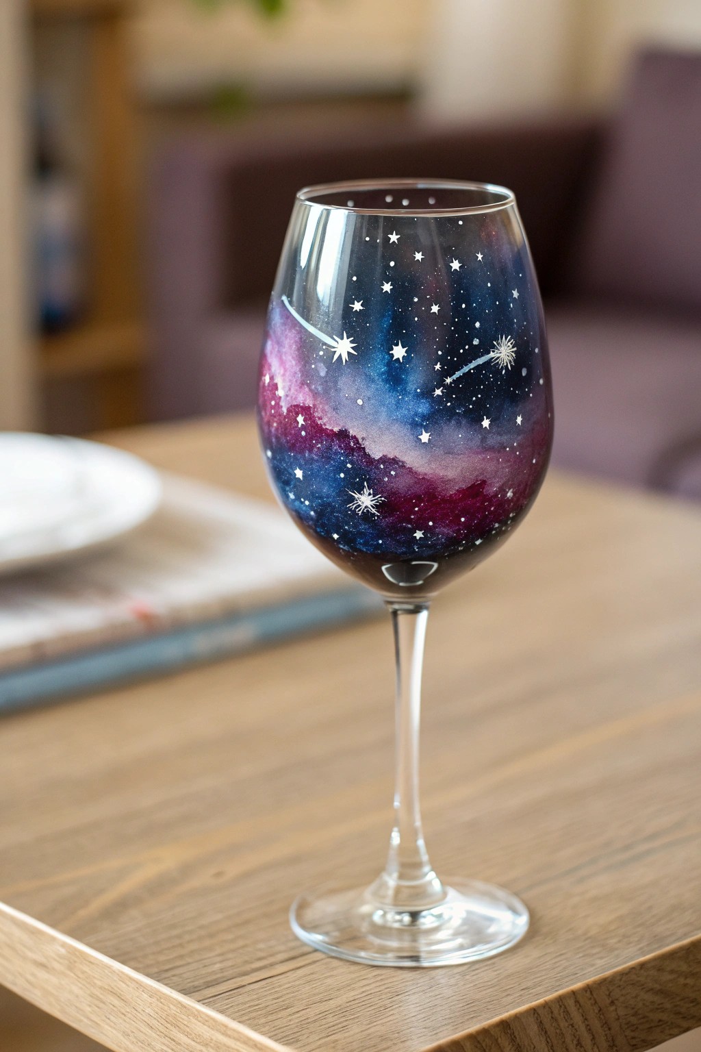 Sip under the stars—a handcrafted galaxy wine glass for magical evenings.