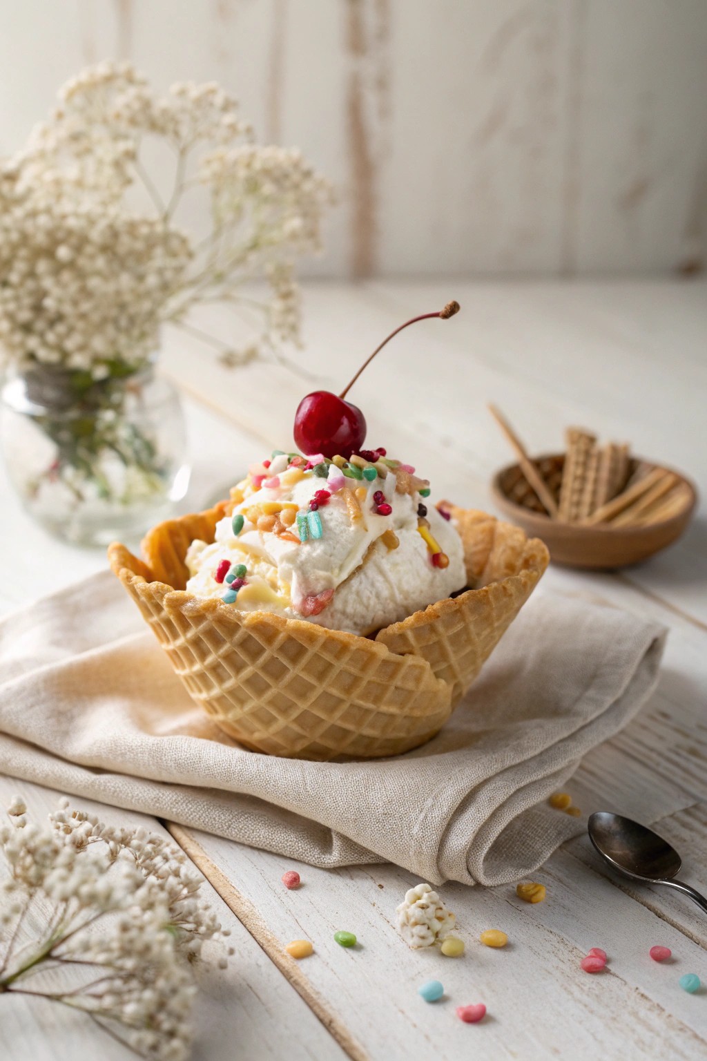 Scandinavian-chic ice cream sundae—simple, sweet, and party-perfect.