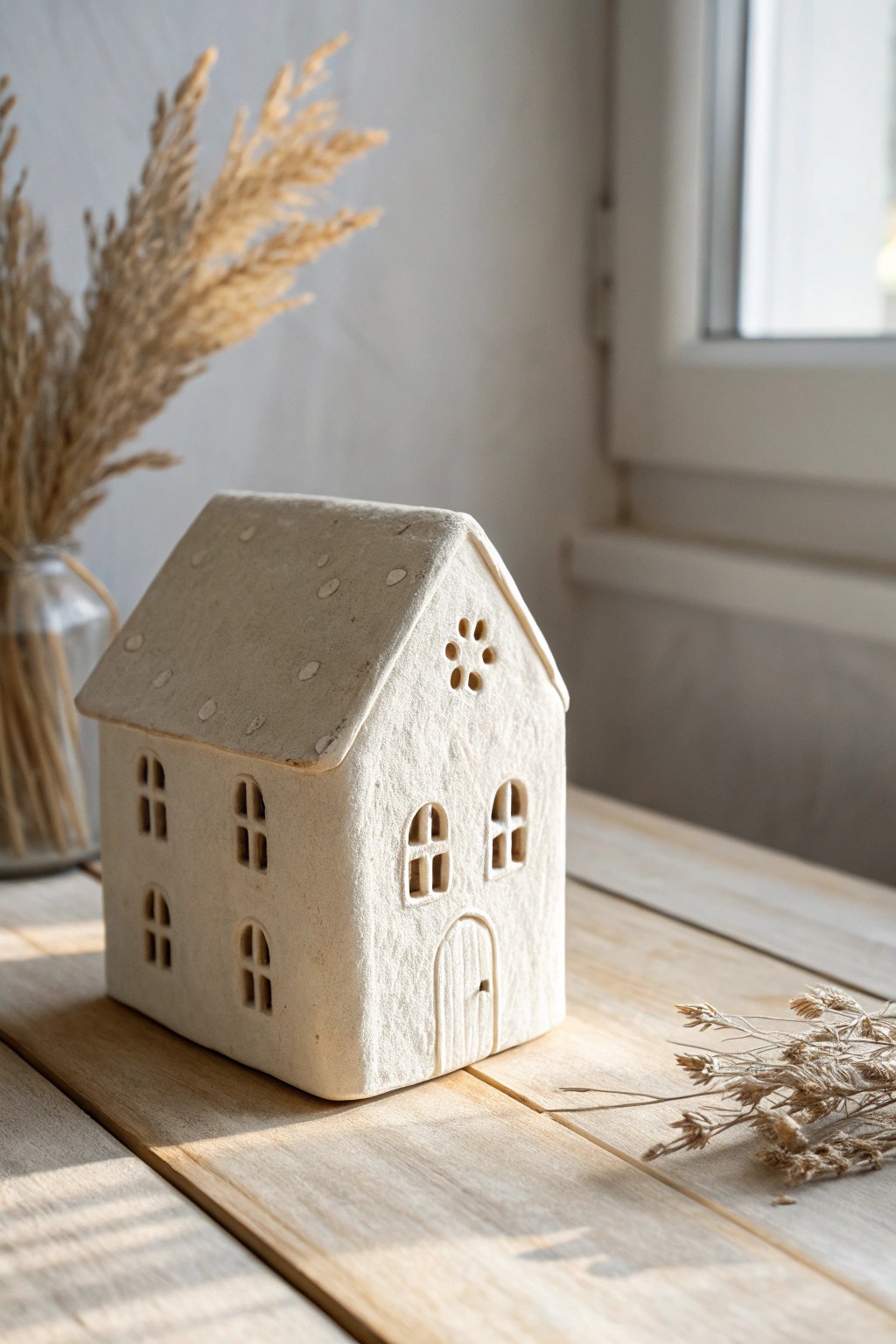 Charming handmade clay house – a touch of Scandinavian minimalism for your creative journey.