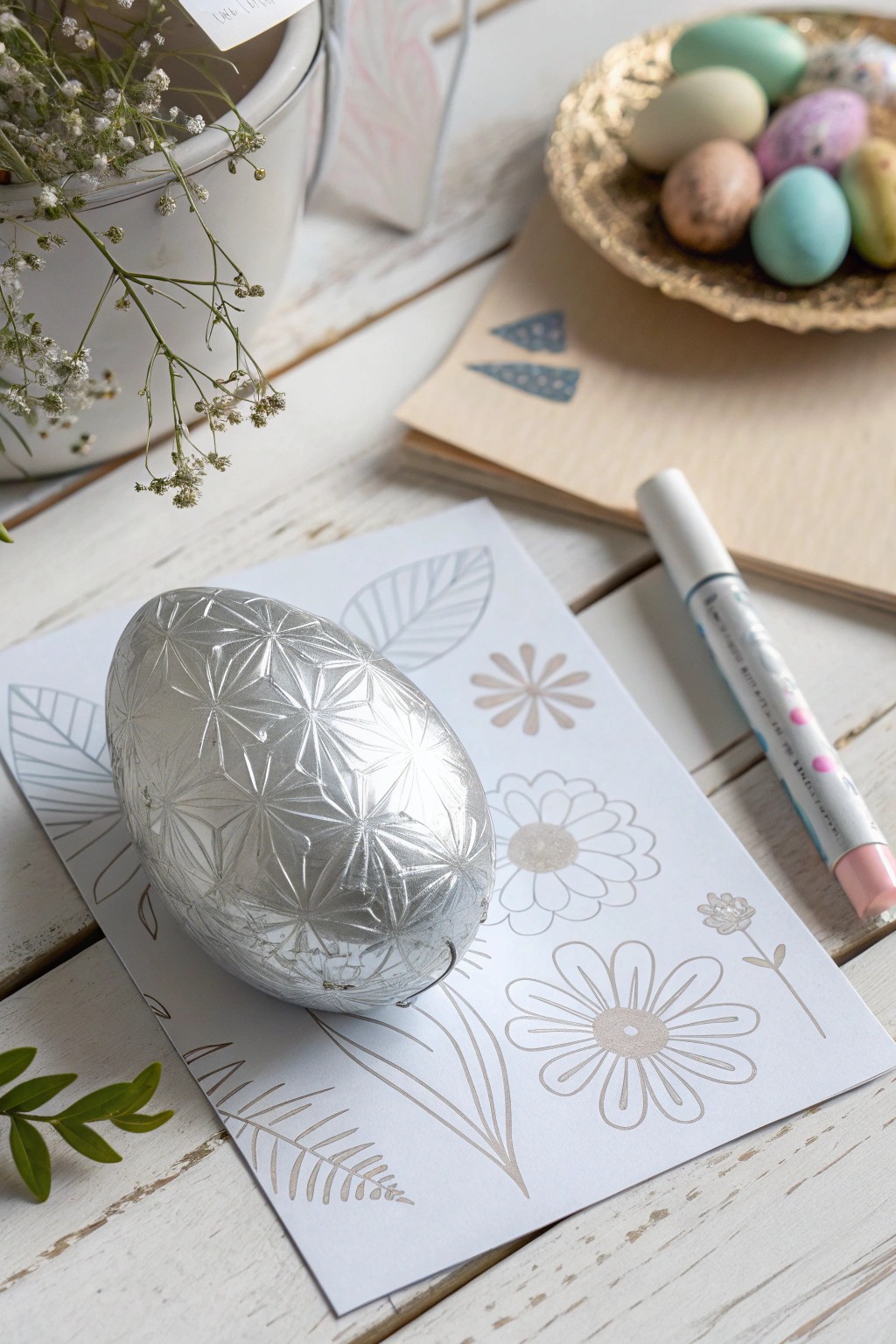 Shine bright this spring with a minimalist embossed foil egg card—handcrafted elegance for your Easter greetings.