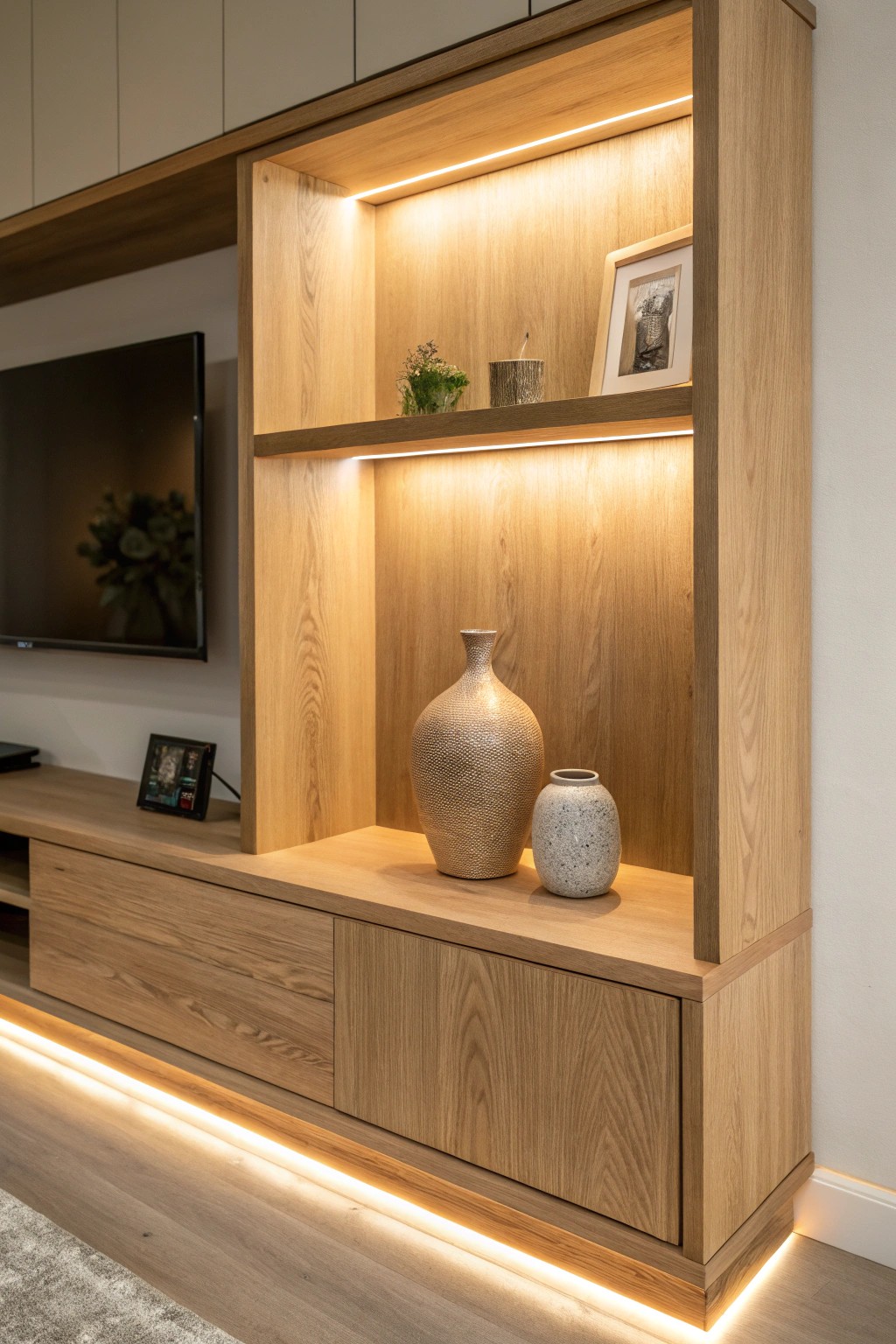 Elevate your space with soft, integrated LED lighting—where simplicity meets handcrafted elegance.
