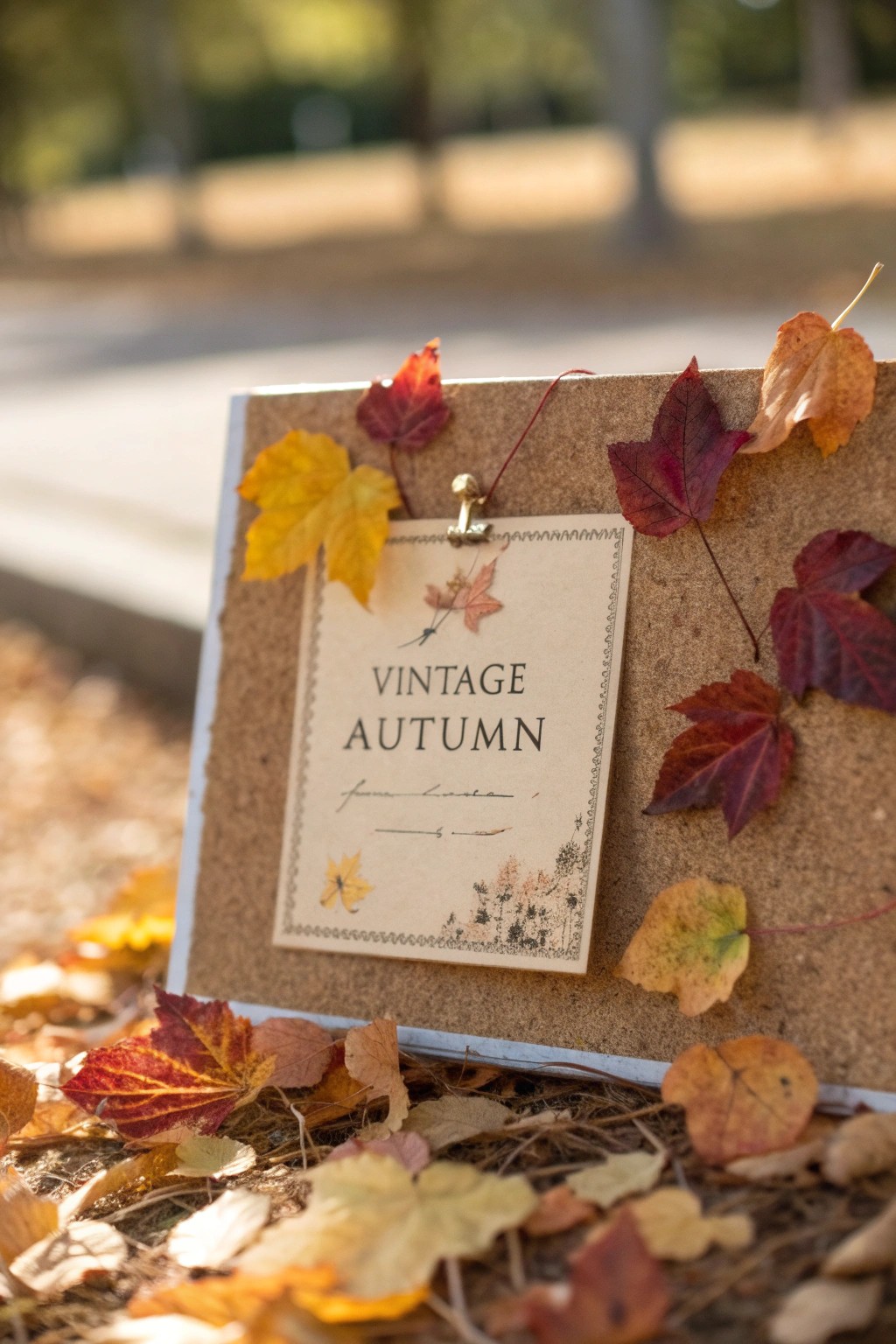 A touch of nostalgia: vintage postcard meets autumn's natural beauty.