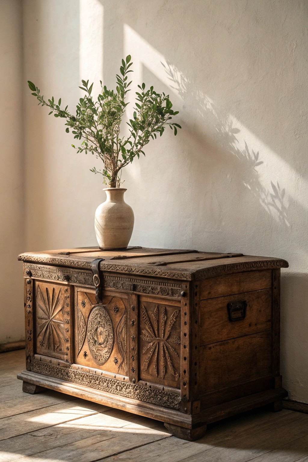 A vintage chest: where timeless craftsmanship meets modern living.