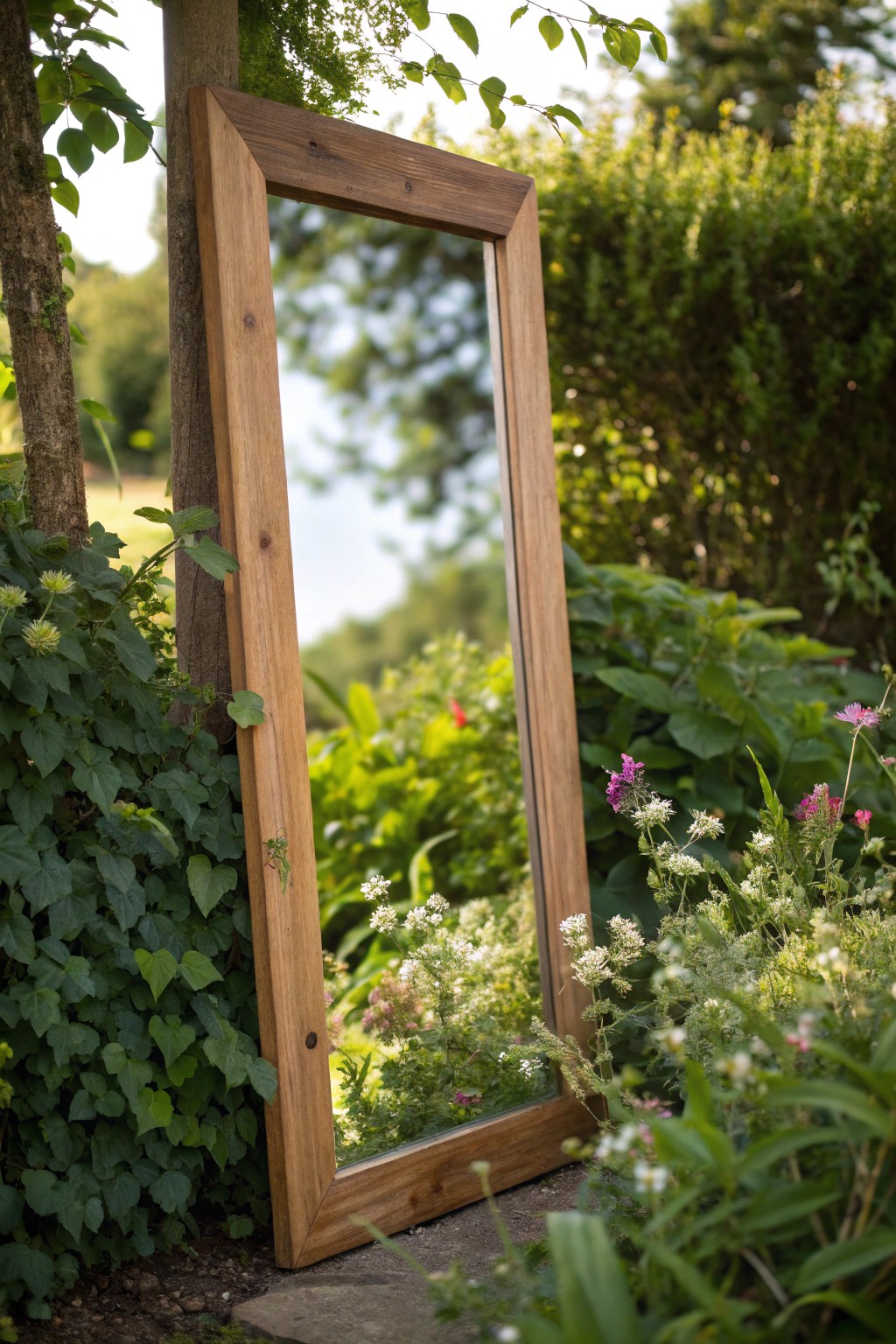 Expand your garden’s beauty with a simple mirror illusion.