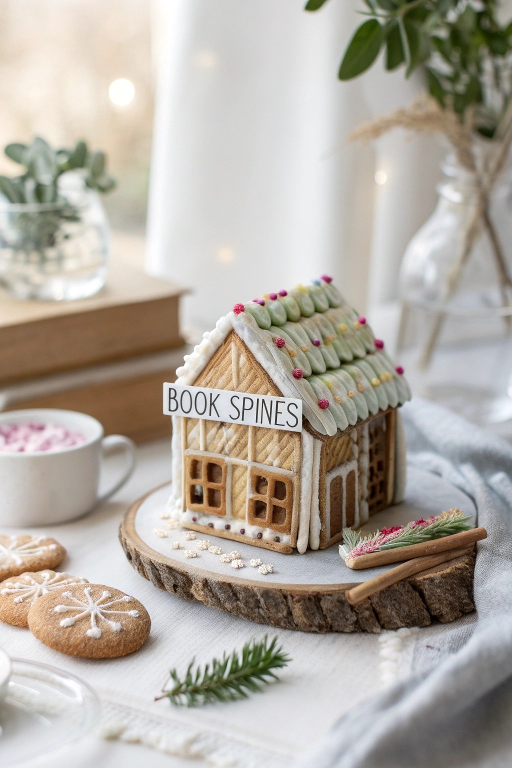A tiny gingerbread library—where sweet stories meet Scandinavian style.