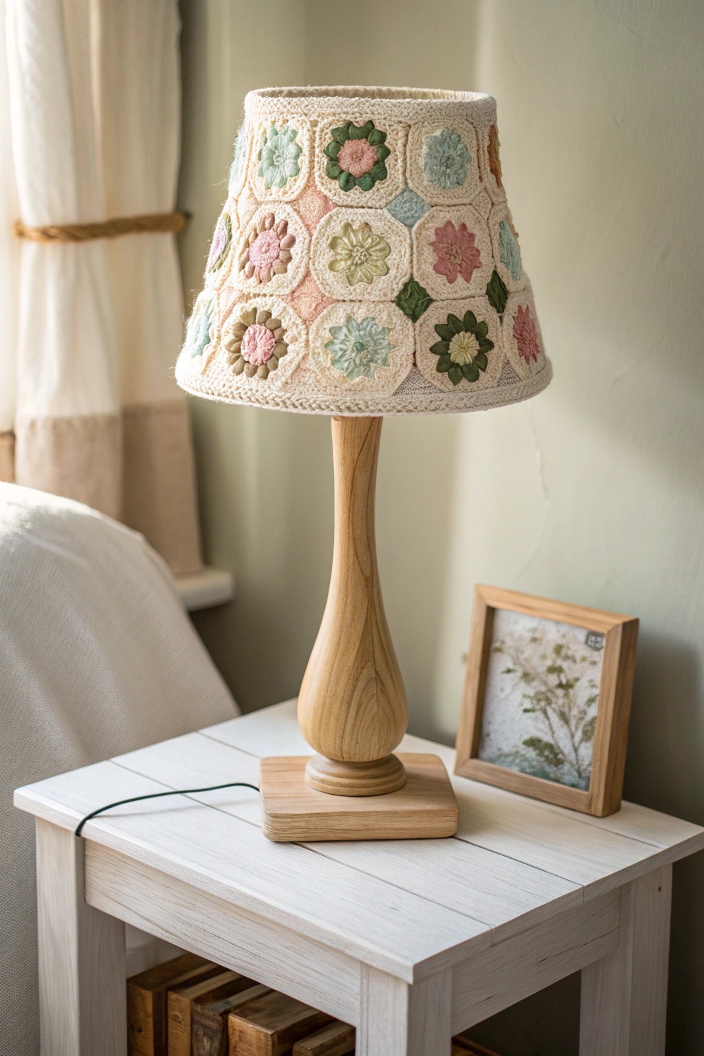 Brighten your space with a touch of handmade charm—granny square lampshade magic.