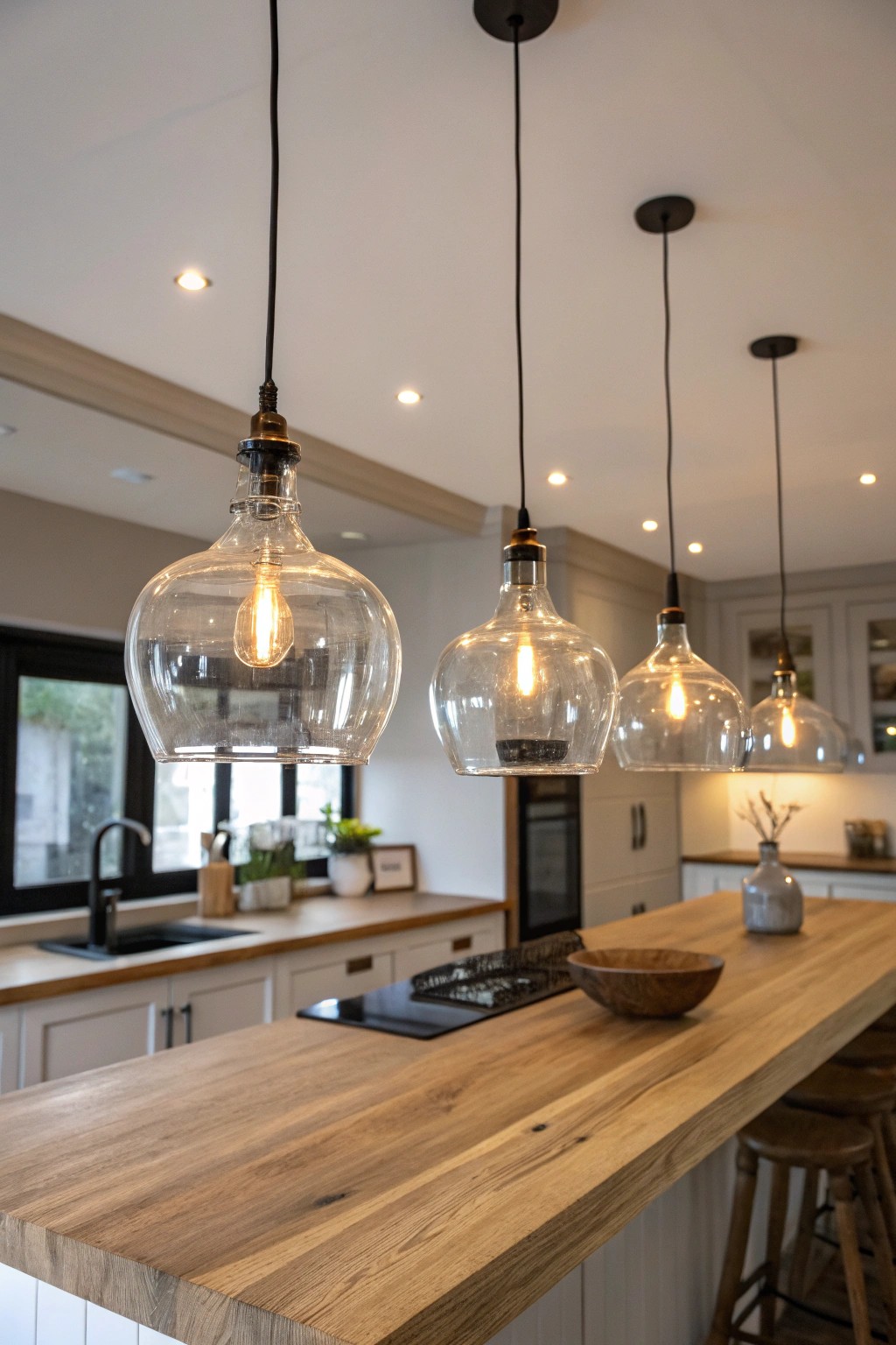 Elevate your kitchen island with layered lighting for natural beauty and timeless style.