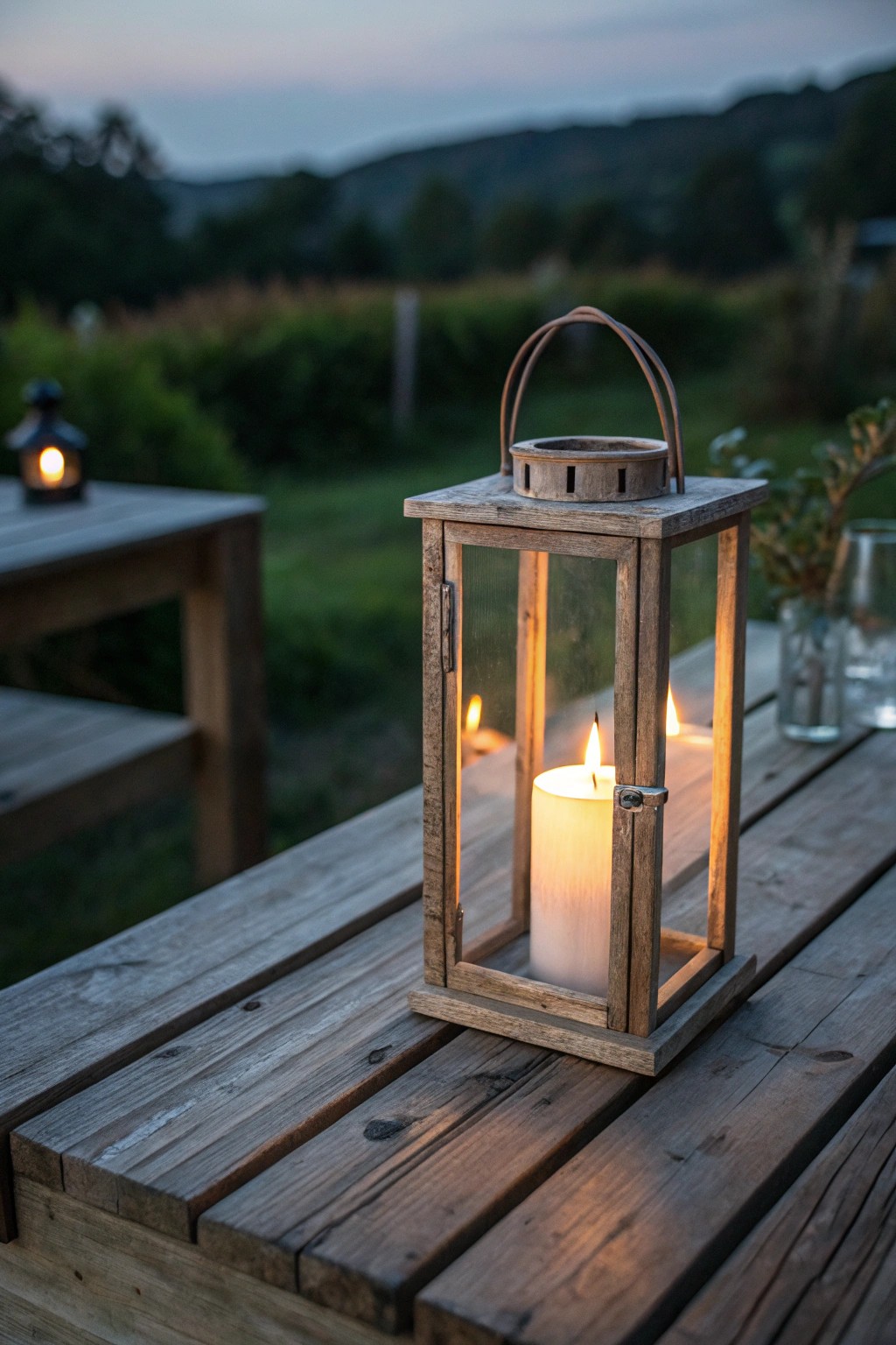 Simple elegance: a single lantern brings cozy magic to your patio nights.