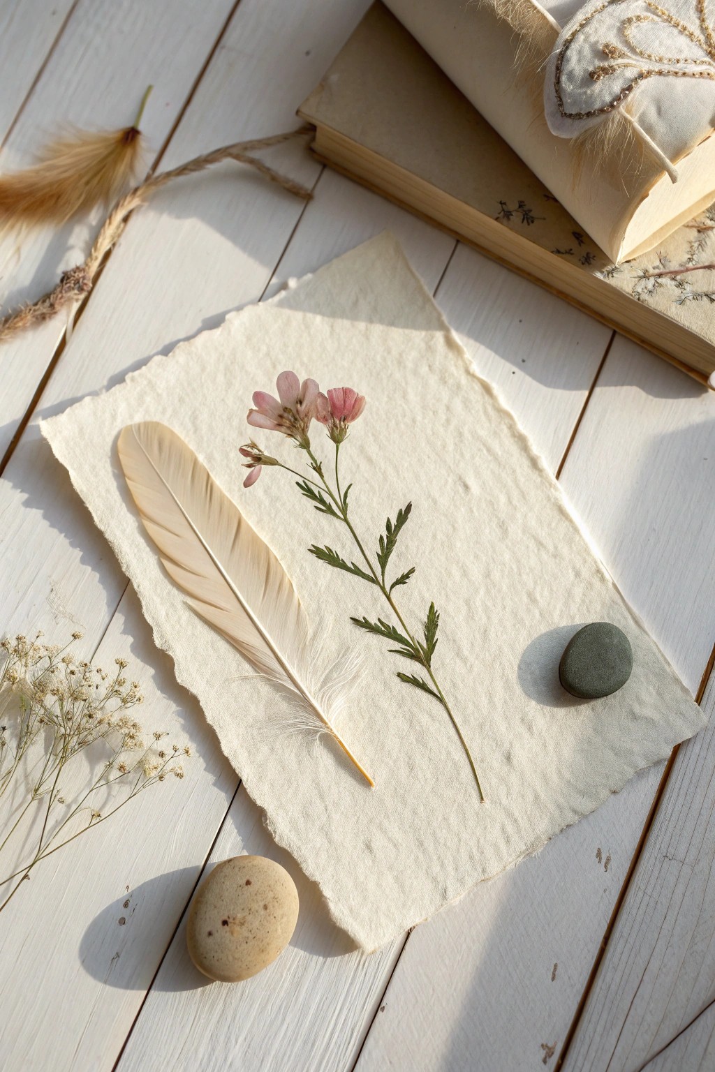 Bring nature’s beauty into your scrapbook with pressed petals and simple treasures.
