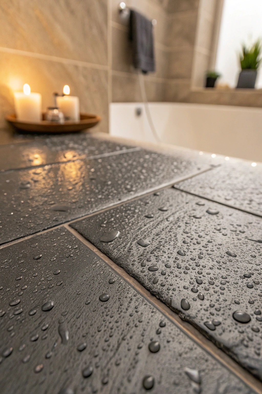 Elevate your small shower with the dramatic beauty of deep, moody tiles.