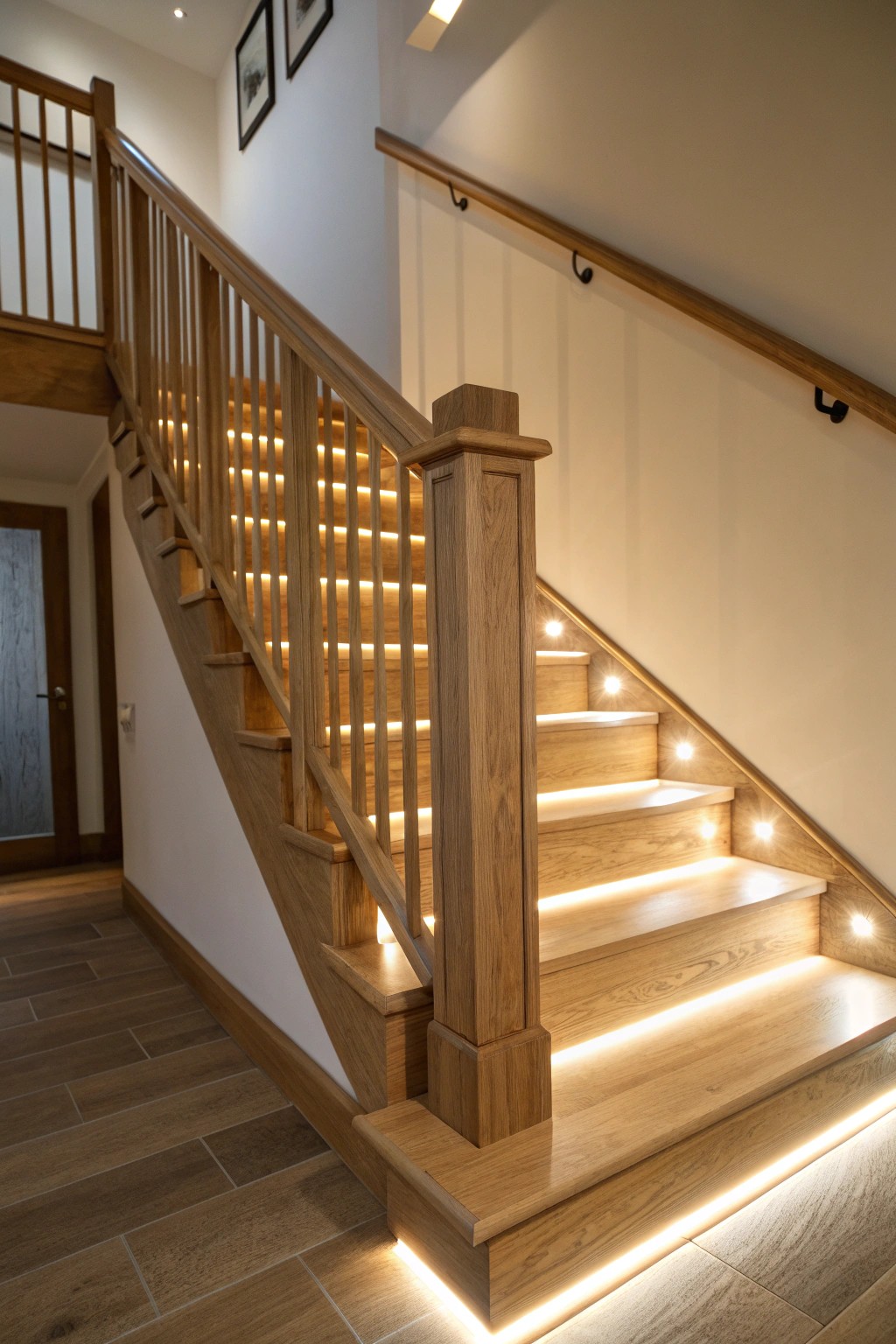 Softly glowing under-rail LED lighting—where craftsmanship meets modern elegance.