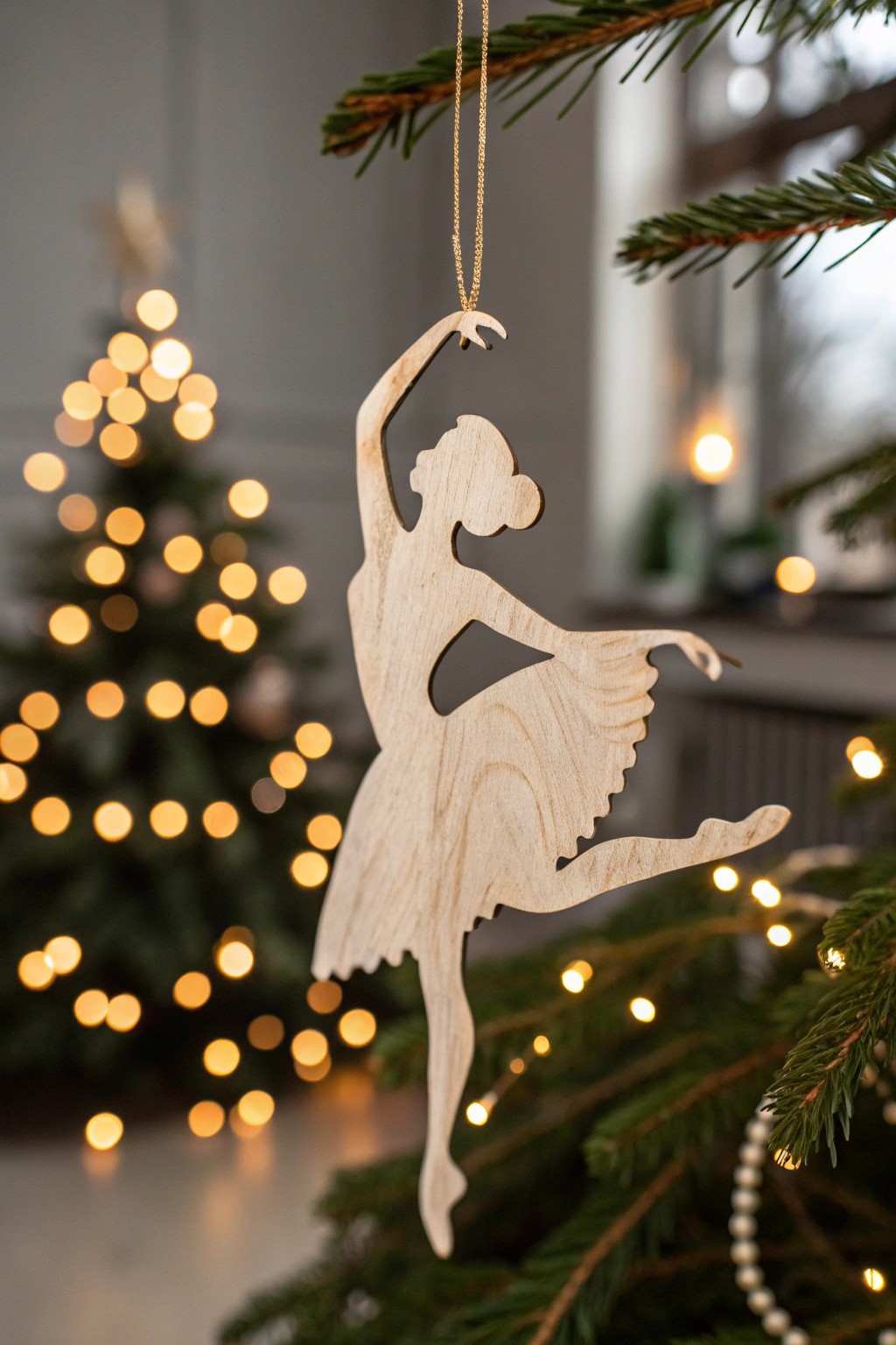 Celebrate the joy of movement—capturing the spirit of dance by the Christmas tree.