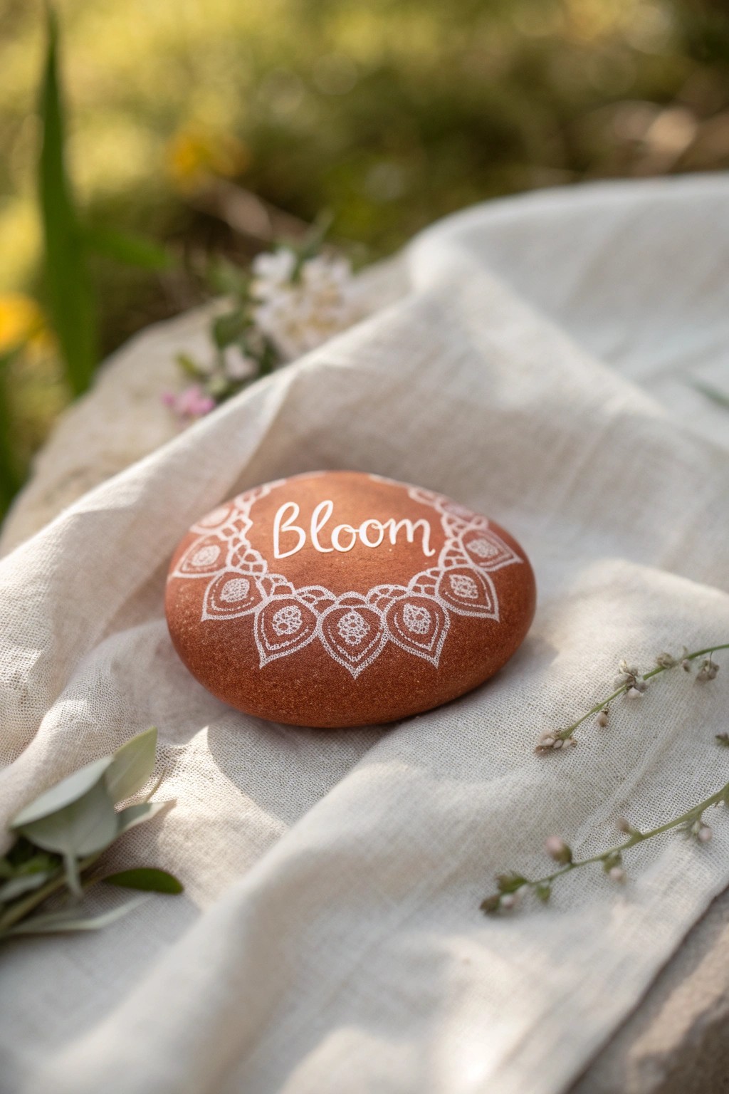 Add a touch of whimsical artistry to your garden with beautifully stenciled rocks.