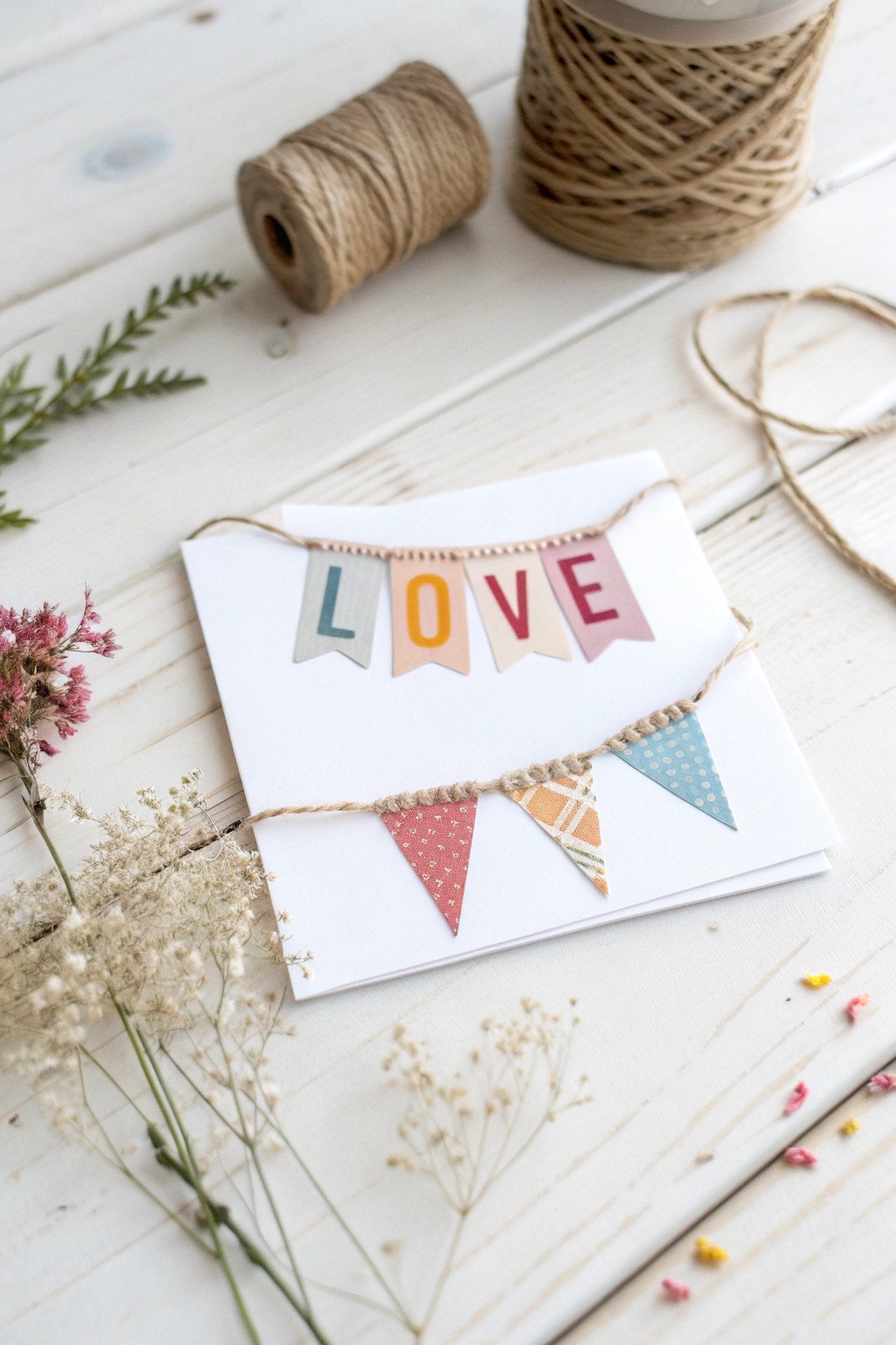 Say it with style: a charming mini banner card that celebrates love and creativity.
