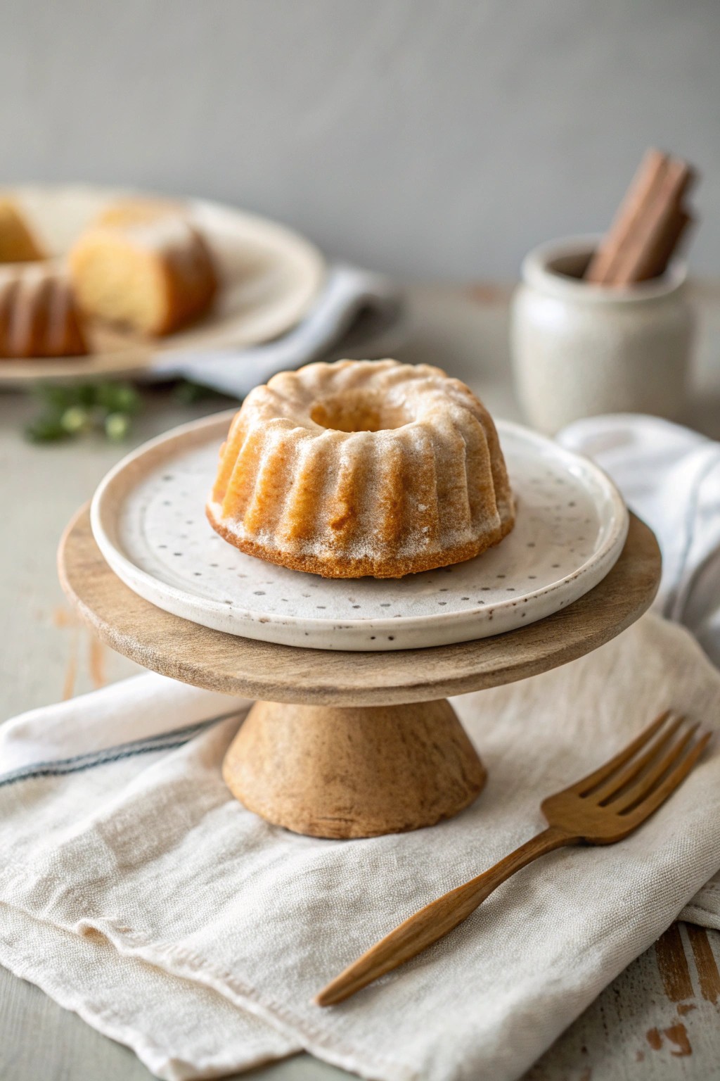 Charming simplicity: a mini bundt cake, beautifully crafted and ready to delight.