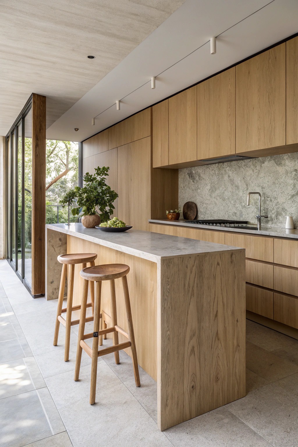 Transform the end of your galley kitchen into a serene cafe-style breakfast bar.