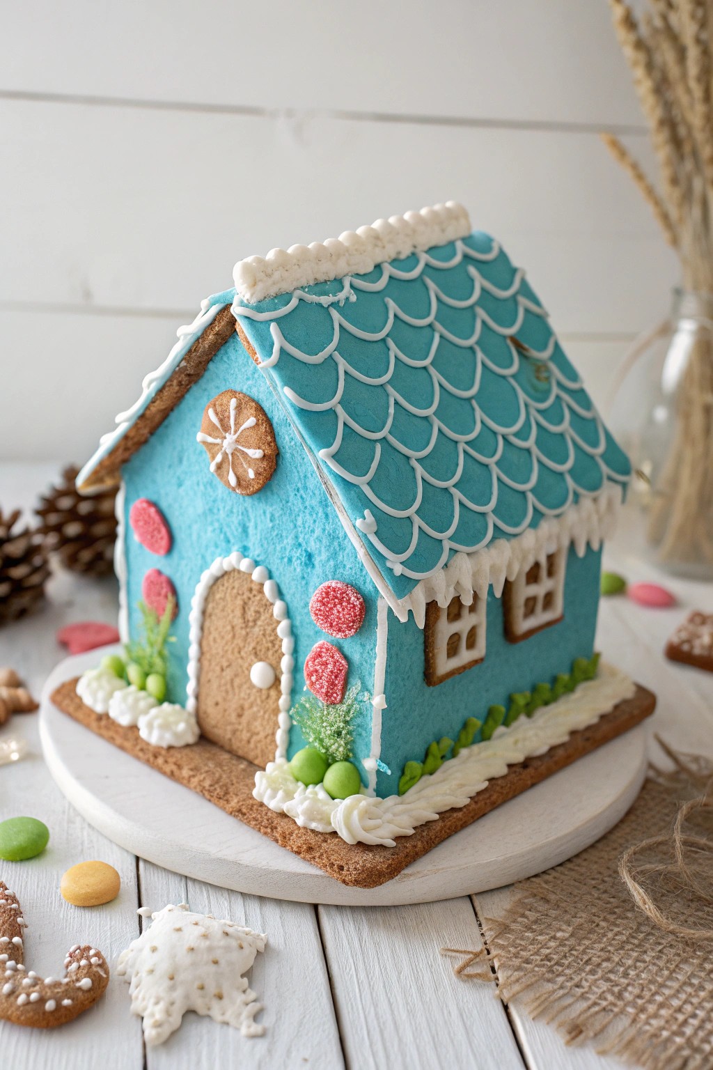 Dive into sweetness with this stunning Under the Sea gingerbread house—where whimsy meets Scandinavian elegance.