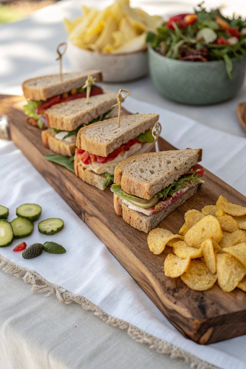 Simple elegance: a mini sandwich grazing board perfect for effortless get-togethers.