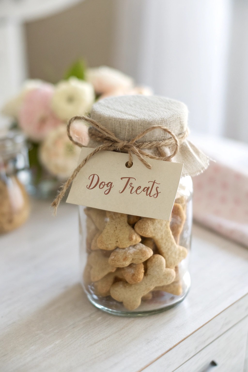 Handcrafted dog treat jar: the perfect gift for pet lovers, blending Scandinavian simplicity with boho charm.