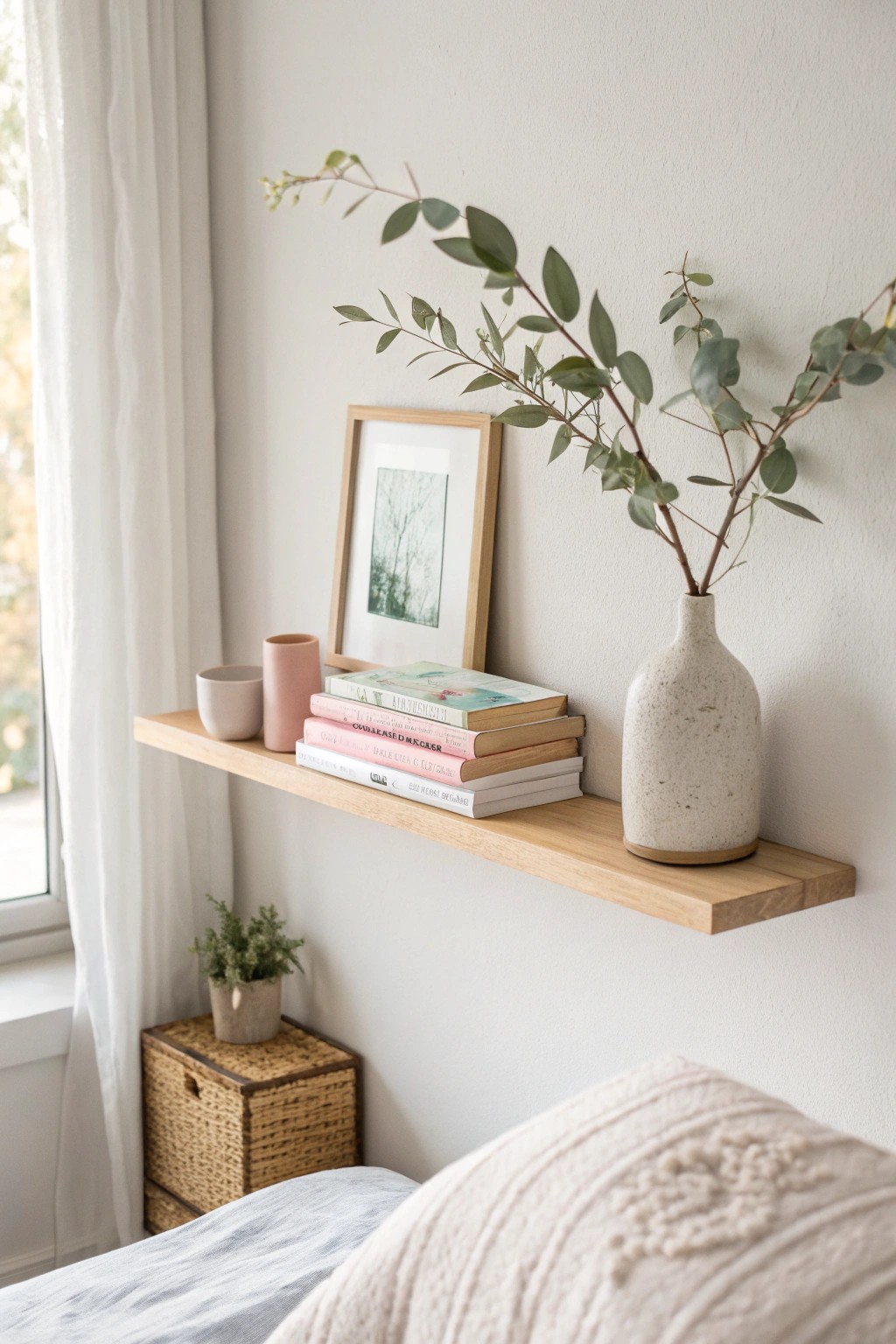 Simple floating shelves: effortless display for teen treasures.