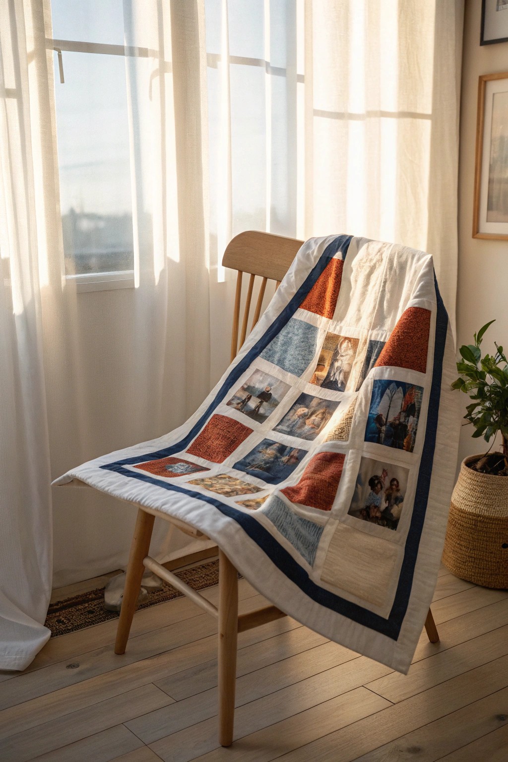 Turn cherished moments into cozy art with a handcrafted photo memory quilt.