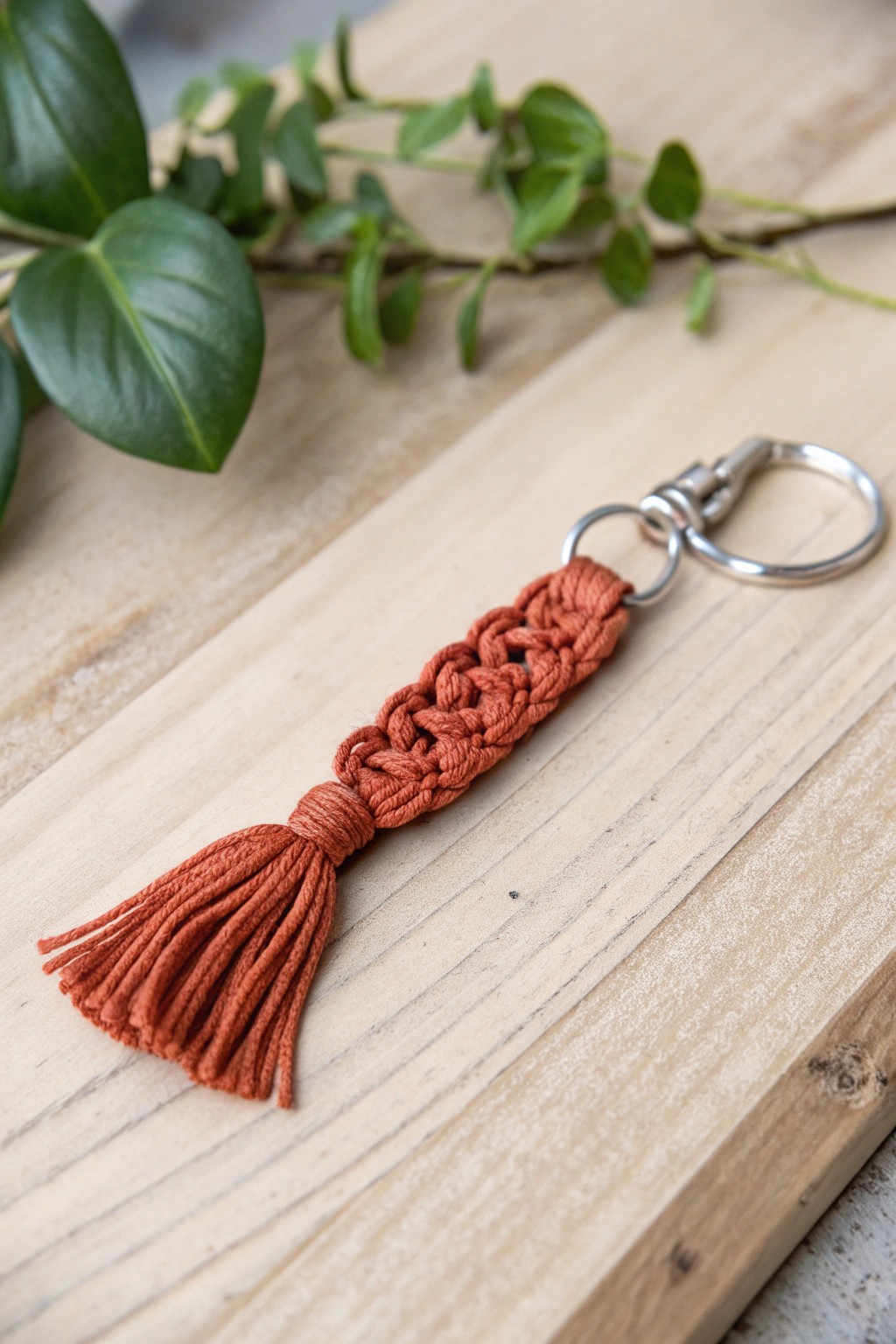 A handcrafted mini macrame keyring—boho chic meets Scandinavian simplicity for unforgettable wedding favors.