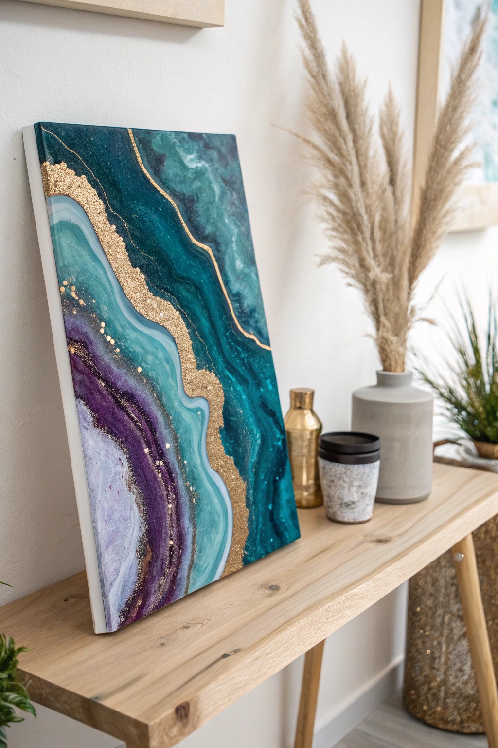 Luxe Geode-Inspired Acrylic Art: Where Minimalism Meets Boho Sparkle