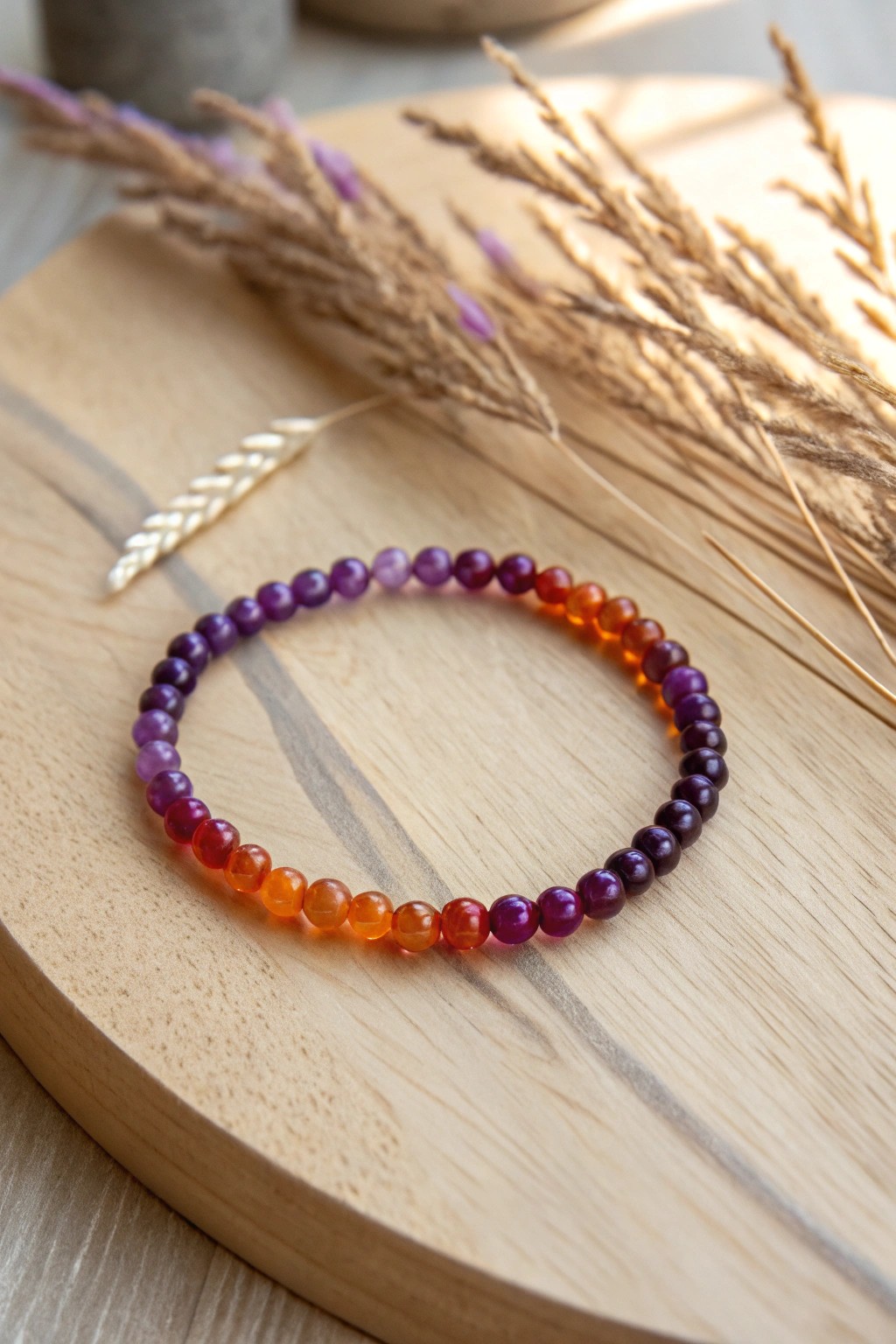 A sunset gradient beaded bracelet—simplicity and artistry for your wrist.