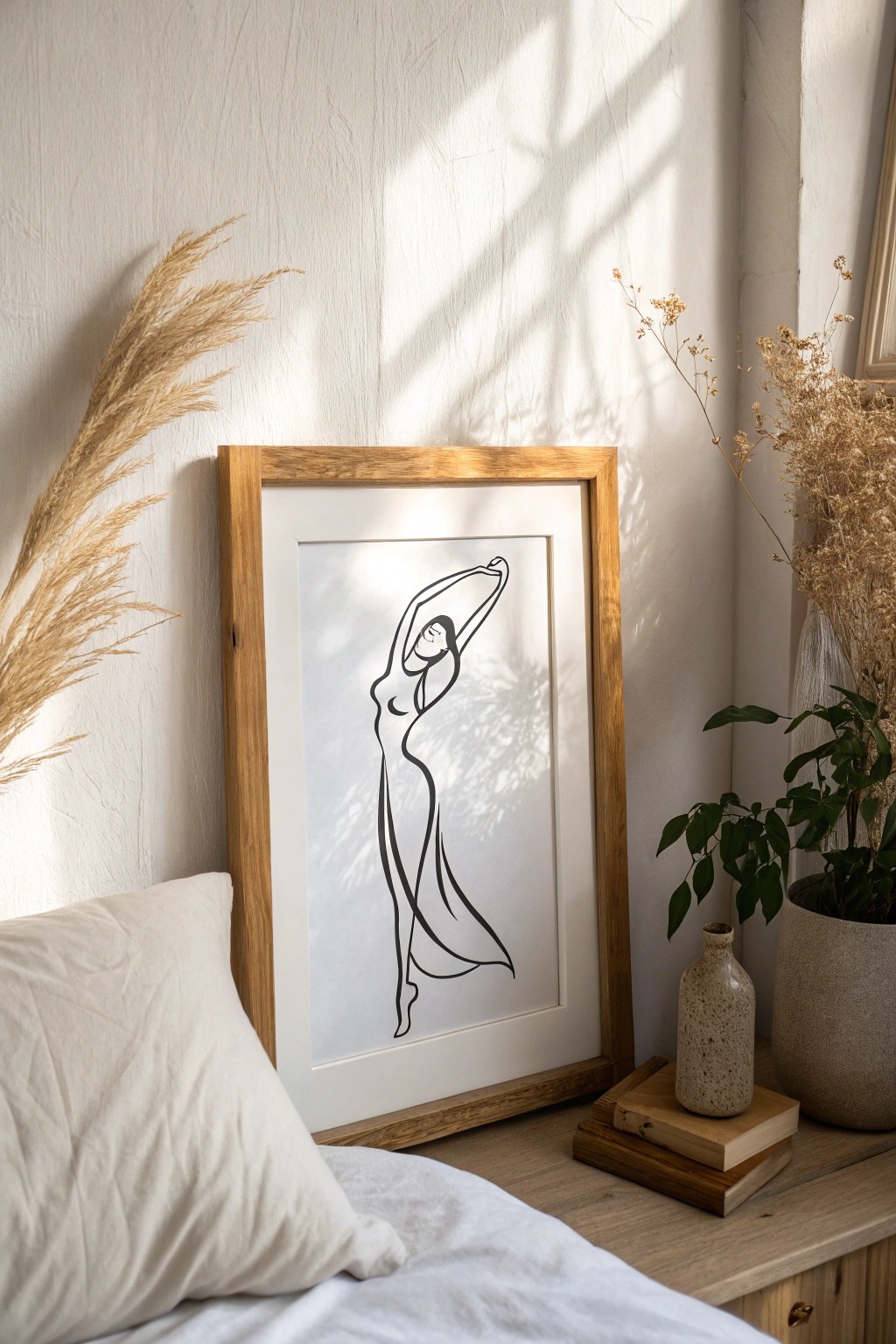 Elevate your bedroom with timeless minimalist line art.