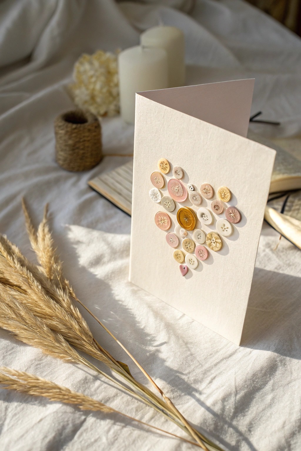 A heart of vintage buttons: the perfect handmade birthday card for Mom