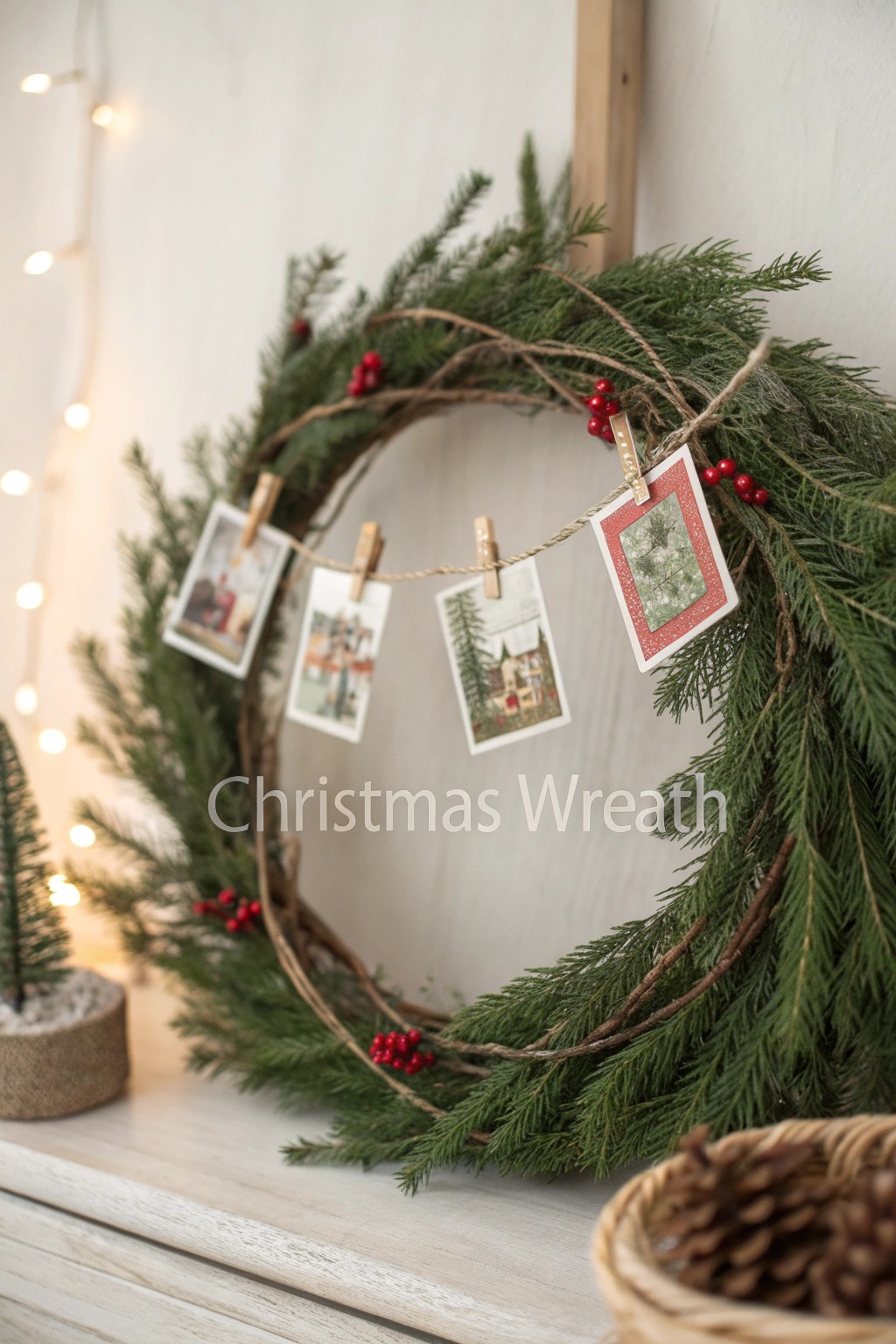 Turn treasured holiday cards into festive decor with a simple, handcrafted wreath card holder.