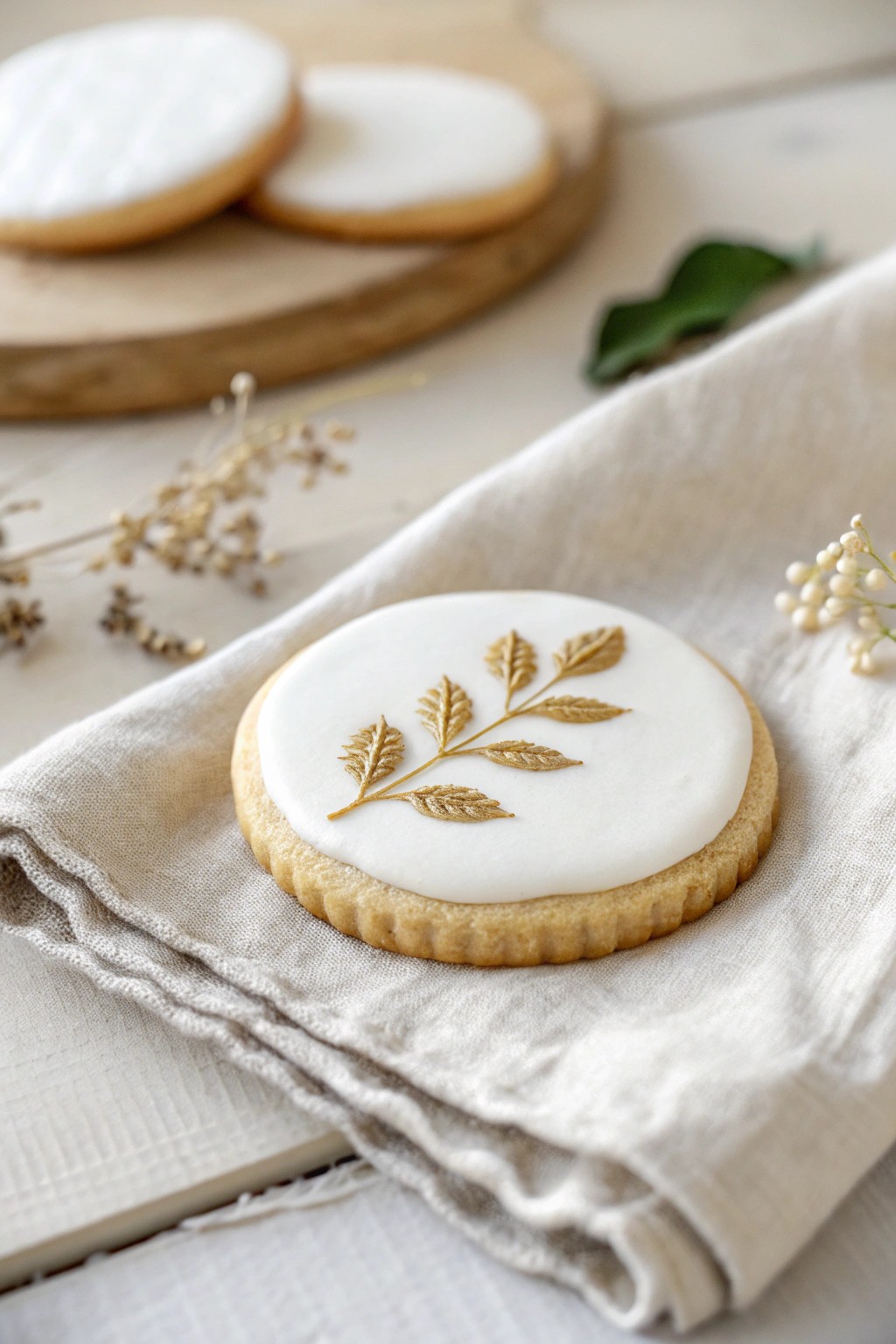 A hint of edible gold leaf transforms a simple cookie into an elegant treat.
