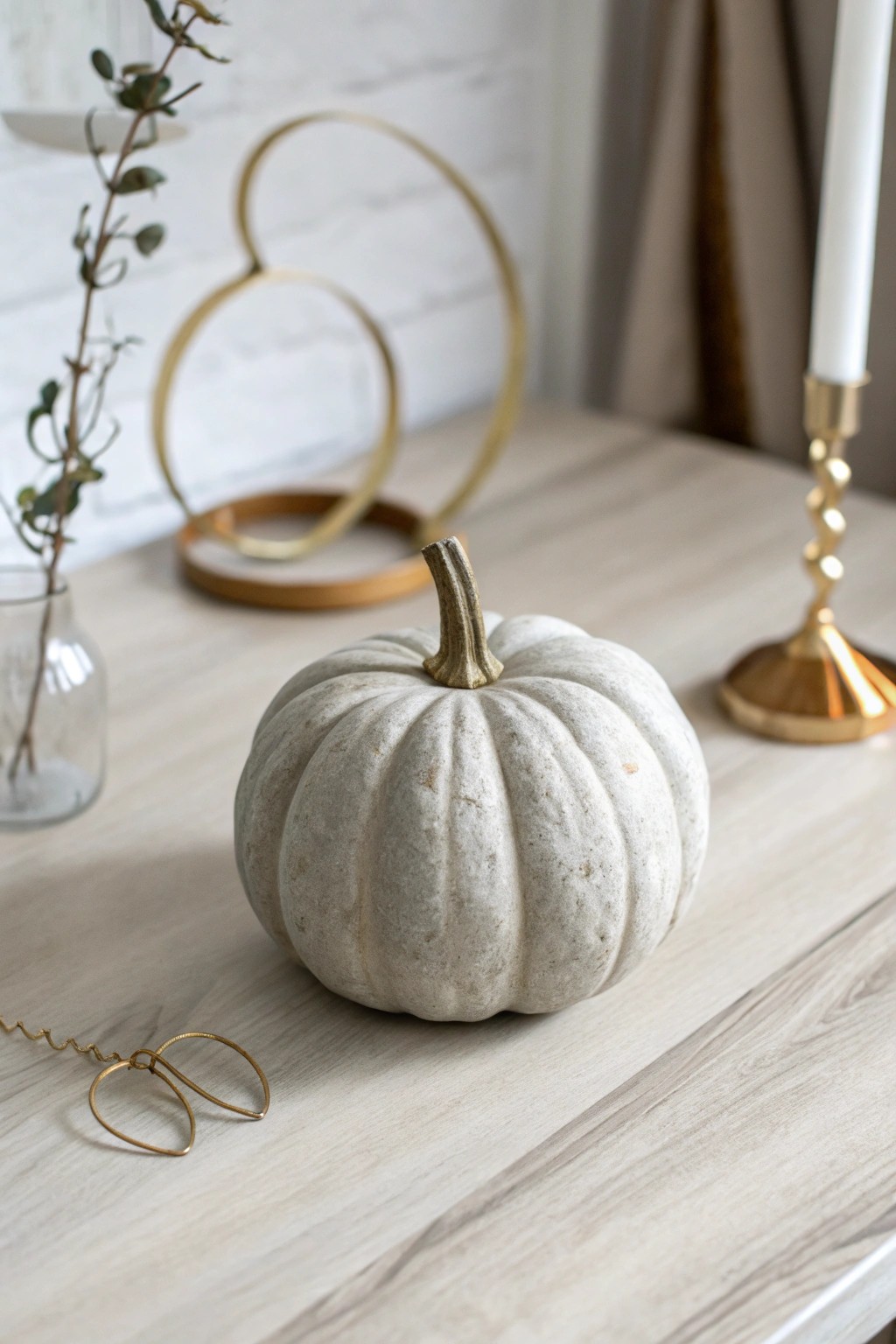 Minimalist concrete pumpkin—modern style meets natural craftsmanship.