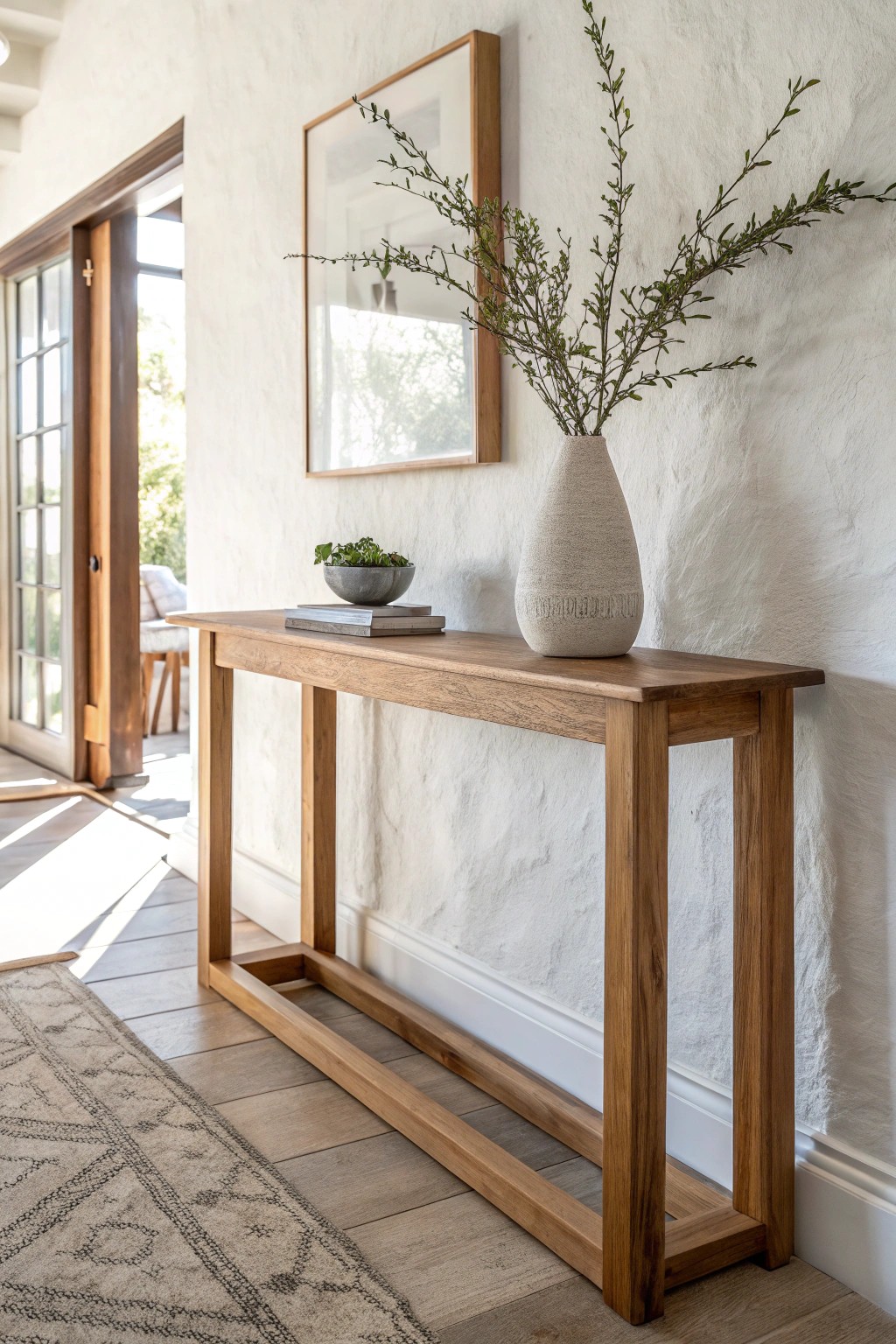 Elevate small entryways with a handcrafted, narrow console—where simplicity meets natural elegance.