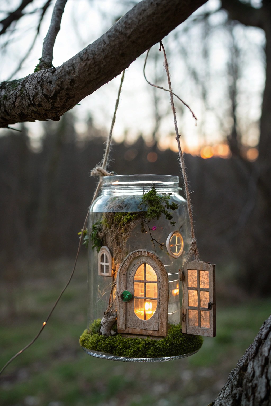 Enchant your garden with a glowing hanging lantern fairy home.