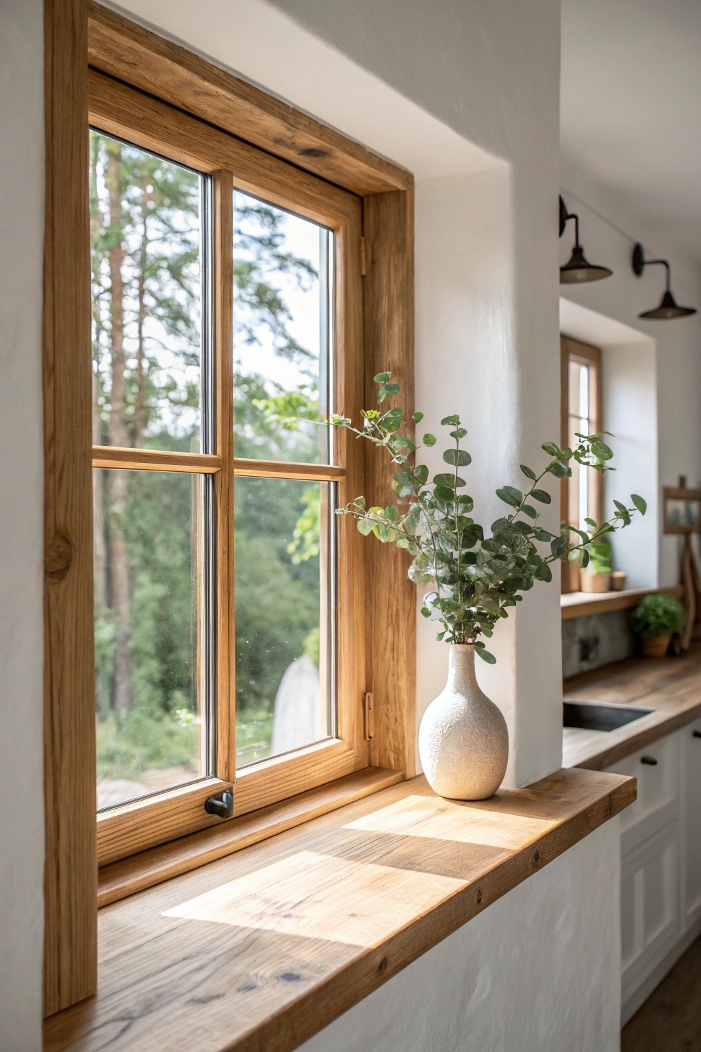 Let light in with a handcrafted interior kitchen window—simple, stunning, and full of natural warmth.