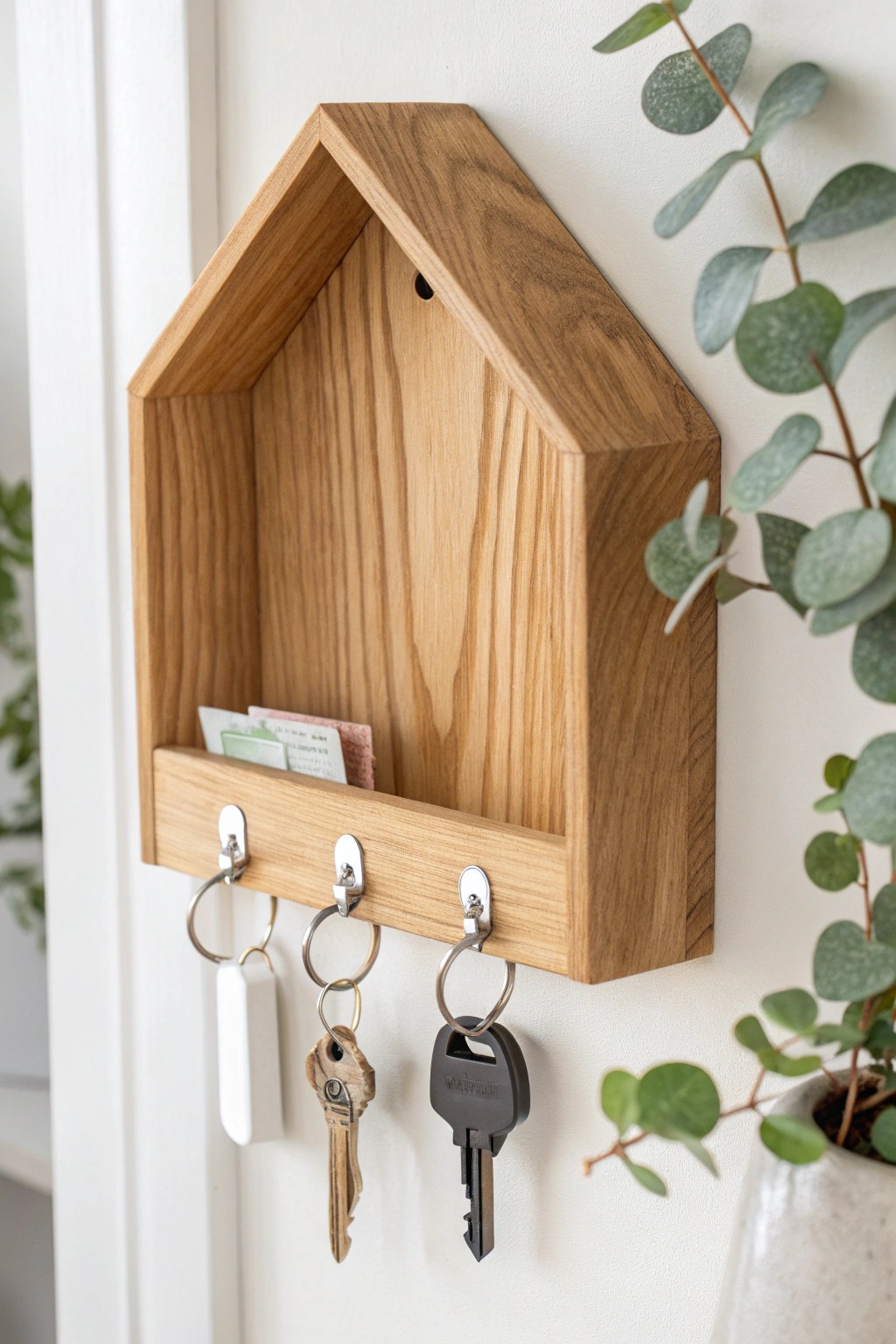 Chic & simple: a handcrafted wooden key organizer for your new home.