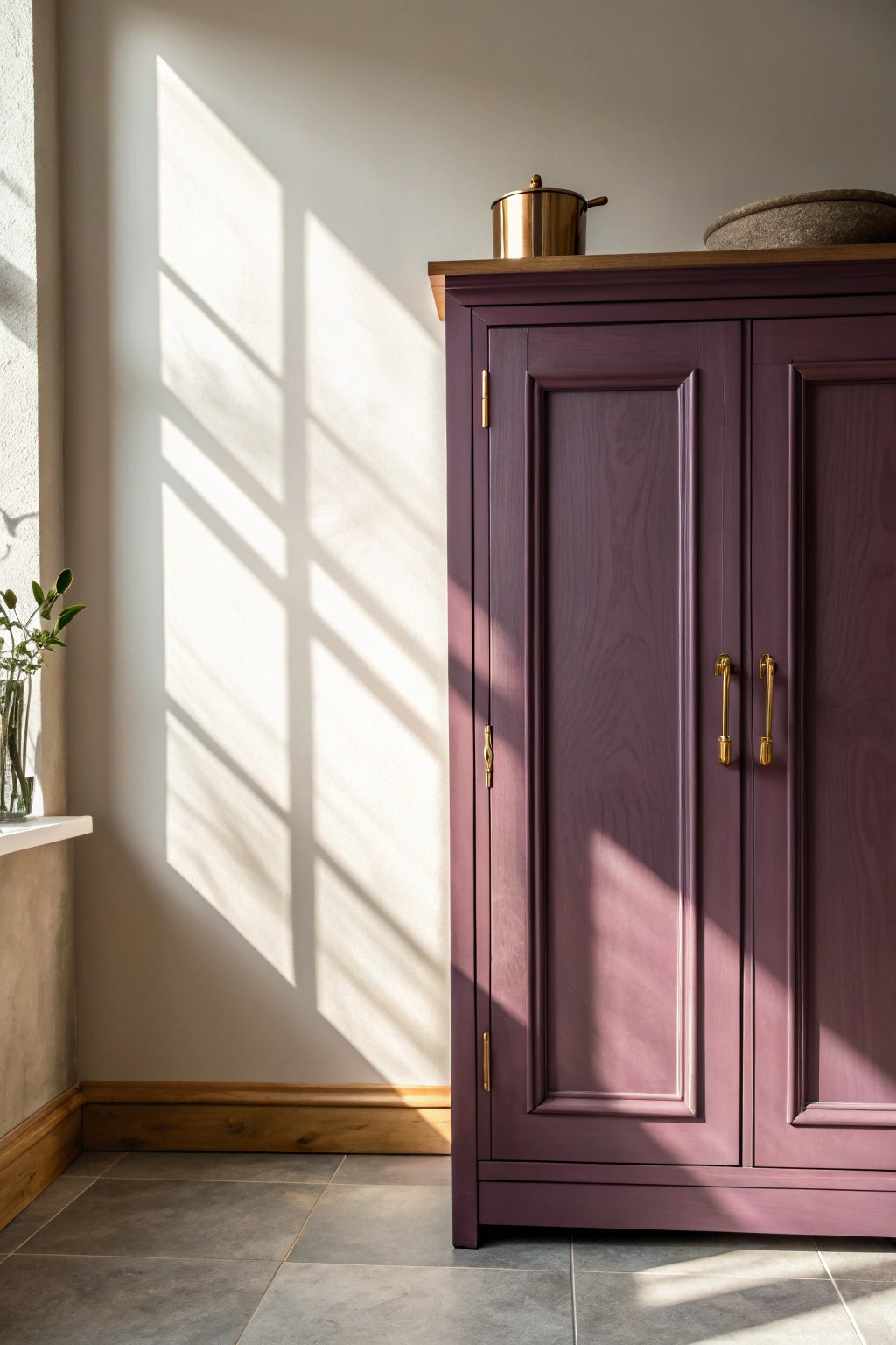 Elevate your kitchen with the unexpected sophistication of moody plum cabinetry.
