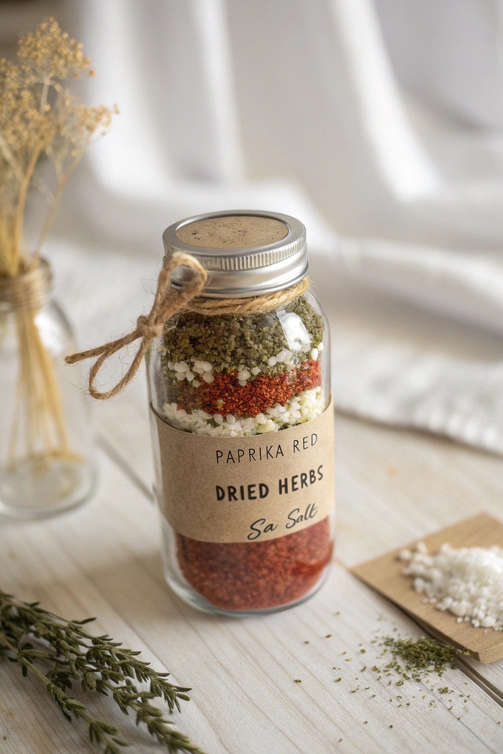 A signature spice blend in a beautifully labeled mason jar—simple, thoughtful, and crafted with love.