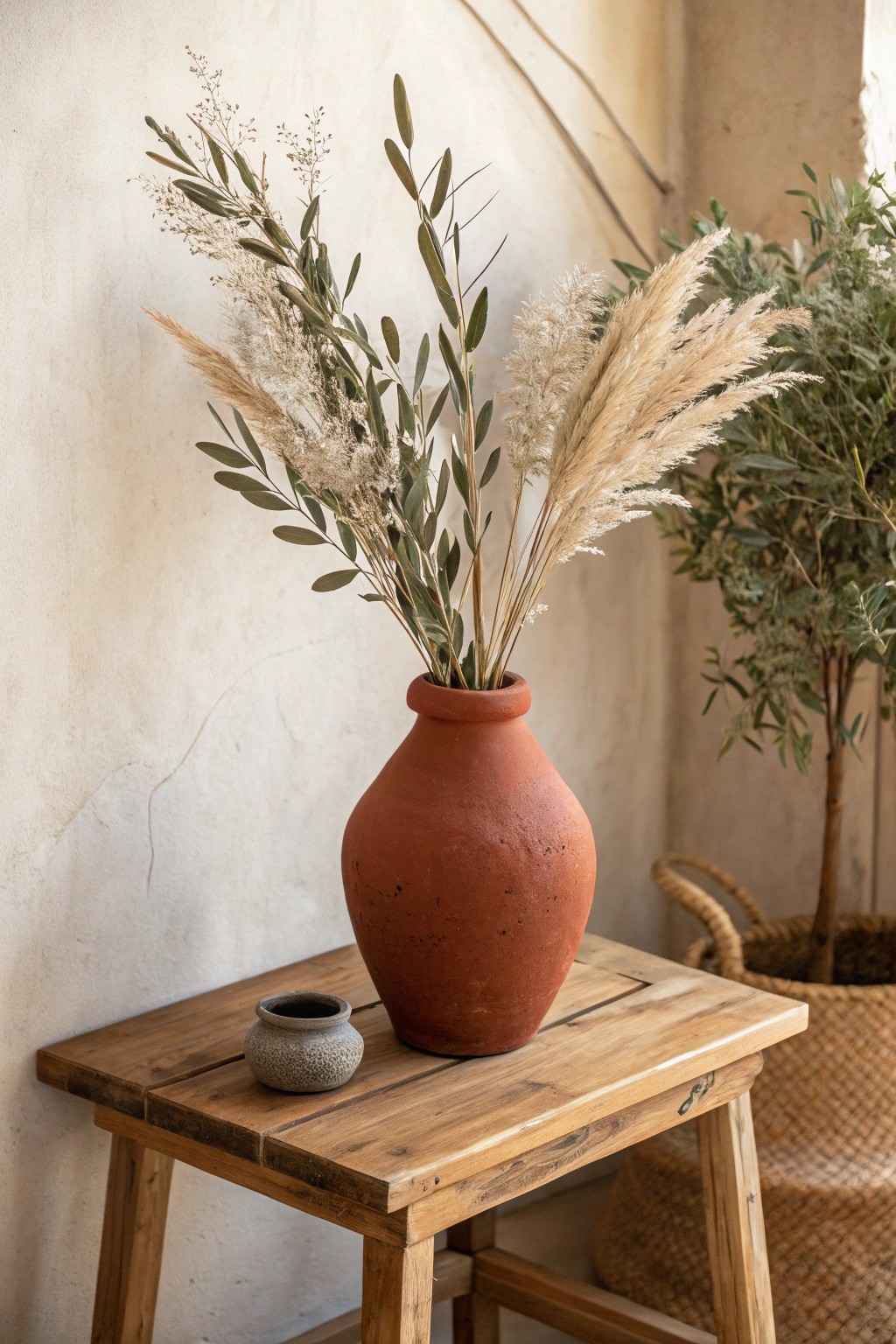 Calming earthy tones and natural textures for a serene, grounded room.