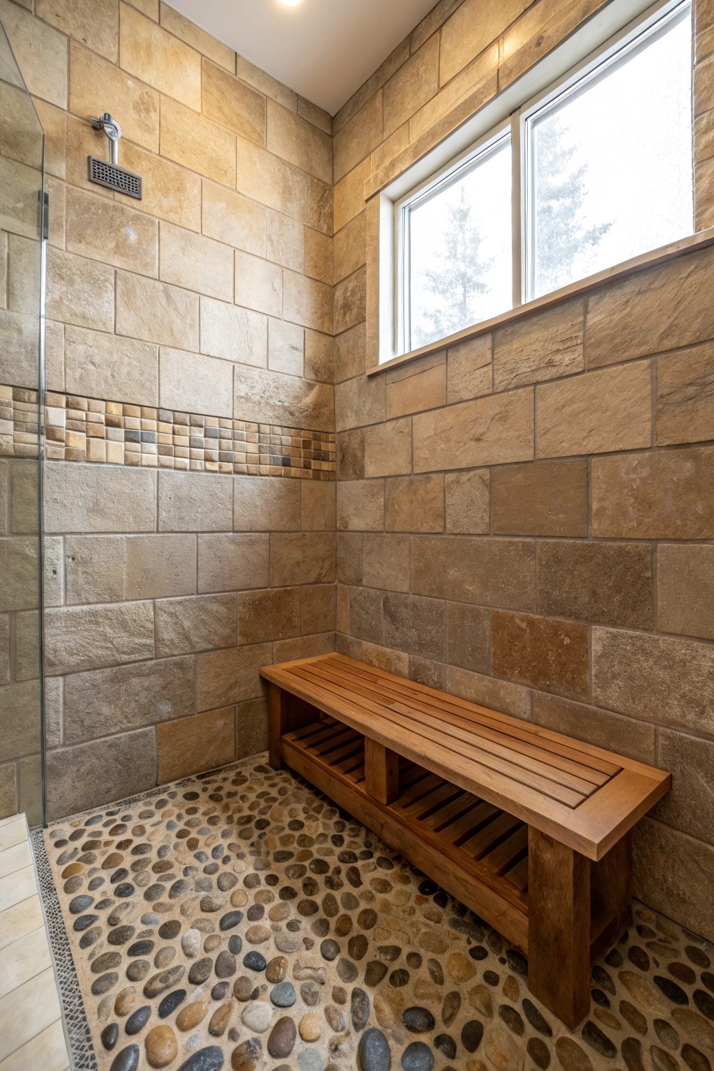 Bring spa-like calm to your bathroom with stone and wood accents.